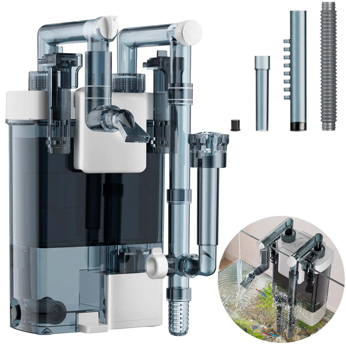 Hang on Back Aquarium Filter for Fish Tanks Large - EVIEUN Official Imagery - 1