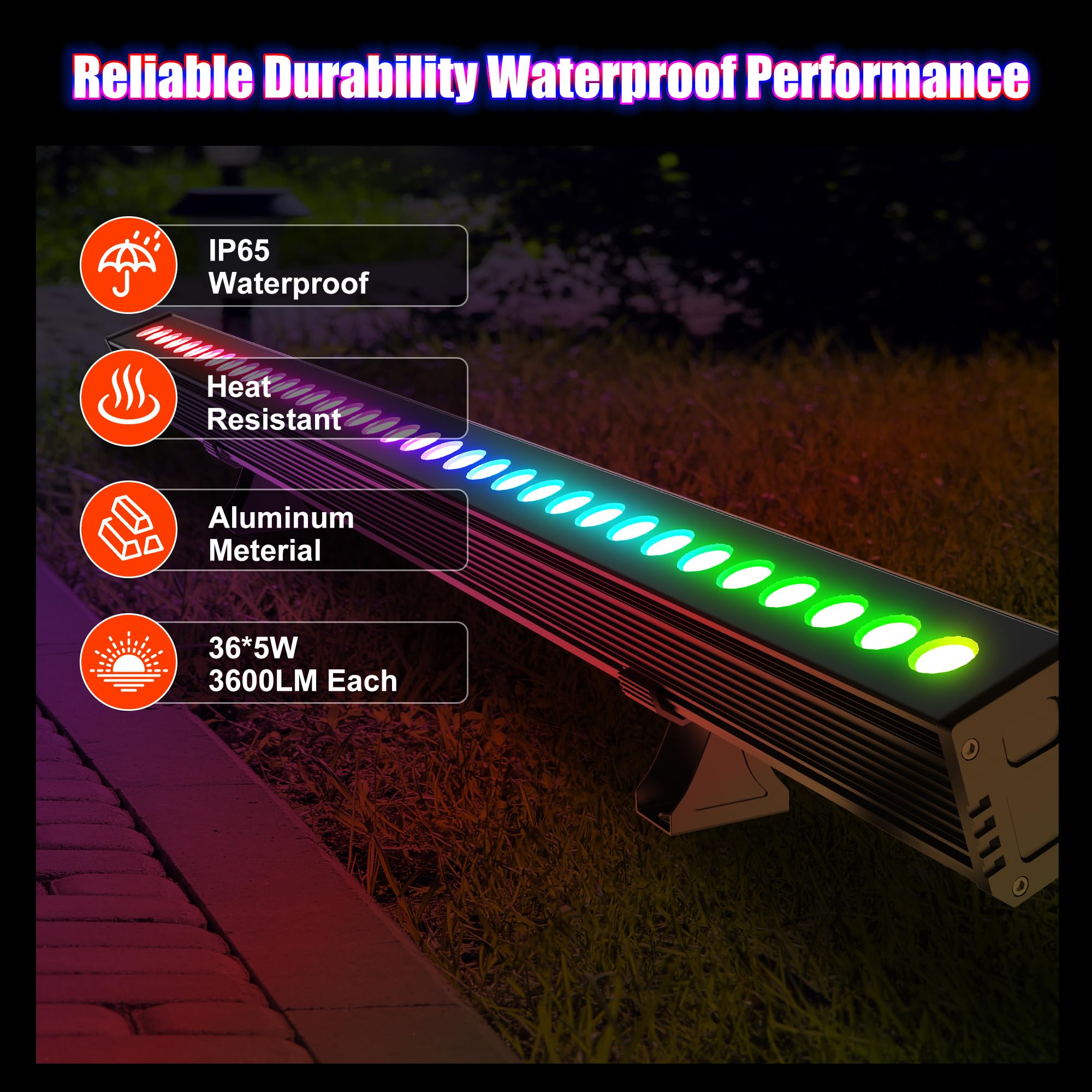 Yasotek 180W RGB Light Bar, RGBCW Wall Washer with APP & RF Remot - Yasotek Official Product View 7