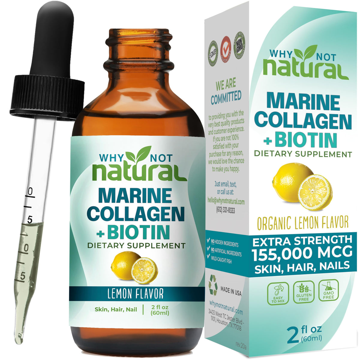 Liquid Collagen Plus Biotin Drops - Why Not Natural Official Imagery - 1
