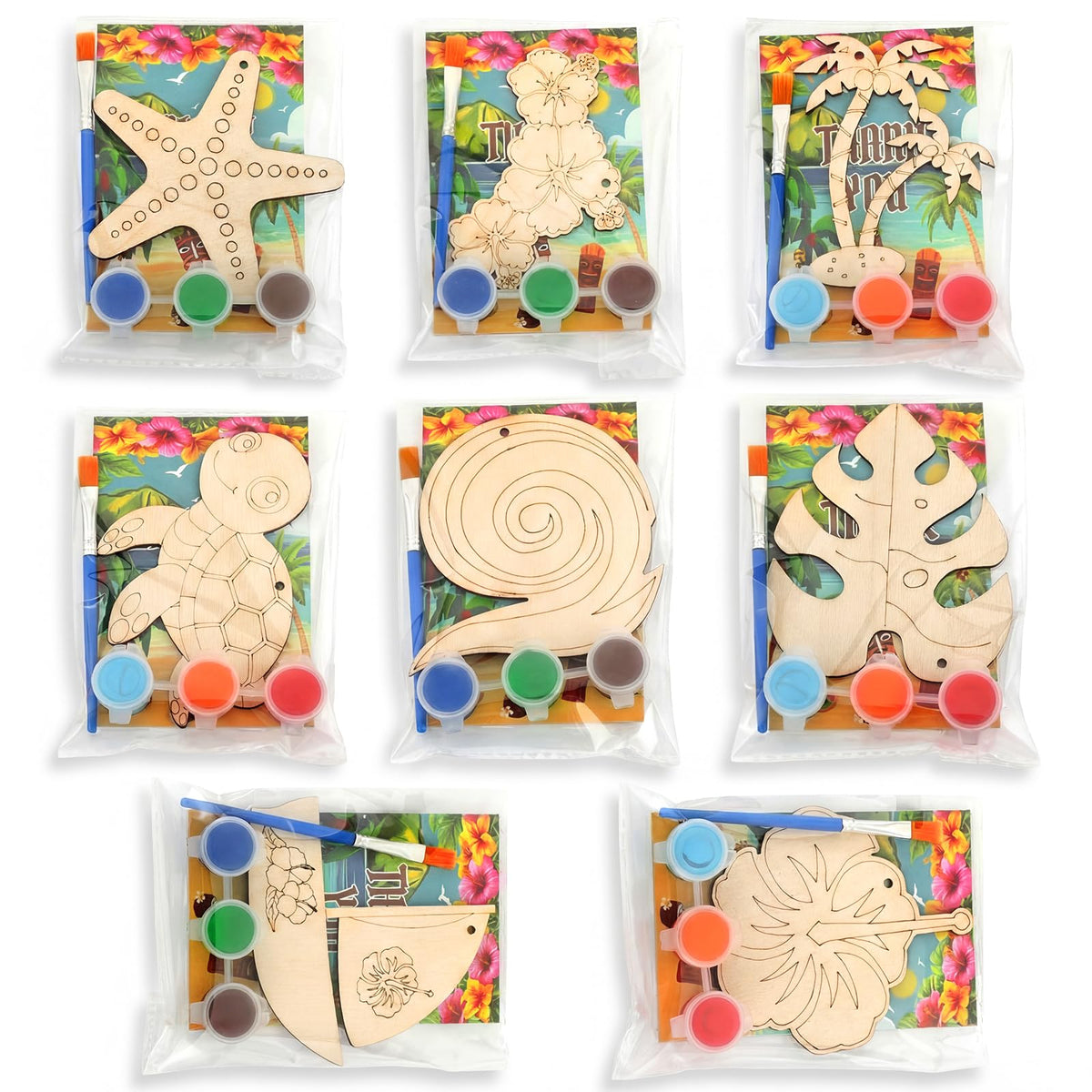 Saypacck 24 Pcs Hawaiian Party Favors Wooden Paint Craft - Saypacck Official Imagery - 1
