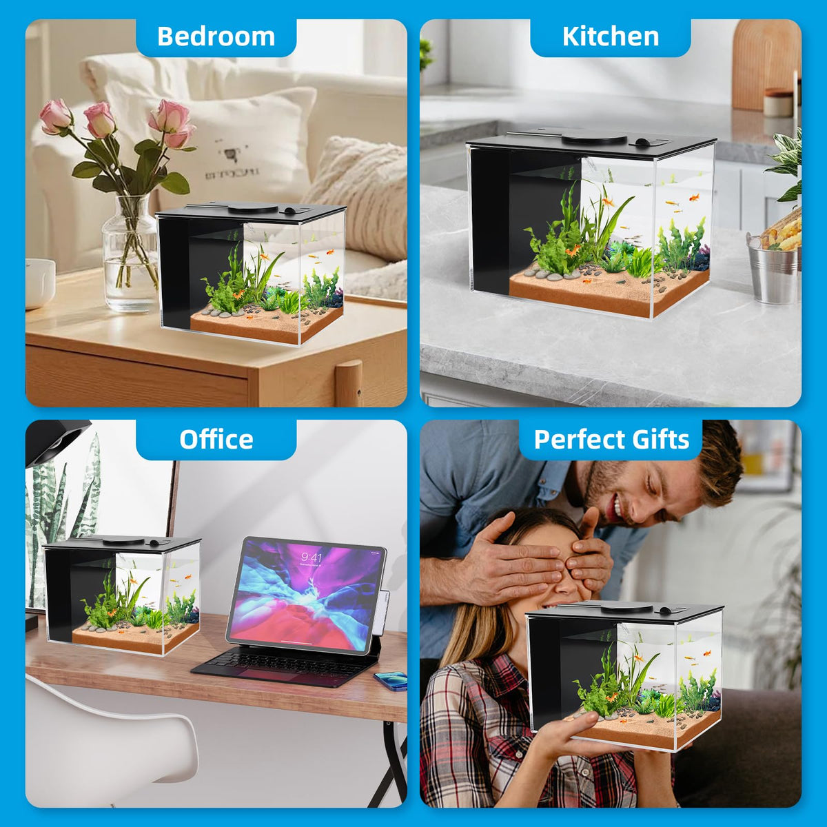 AQUANEAT Fish Tank 1 Gallon Betta Fish Tank Small Aquarium - AQUANEAT Official Imagery - 8