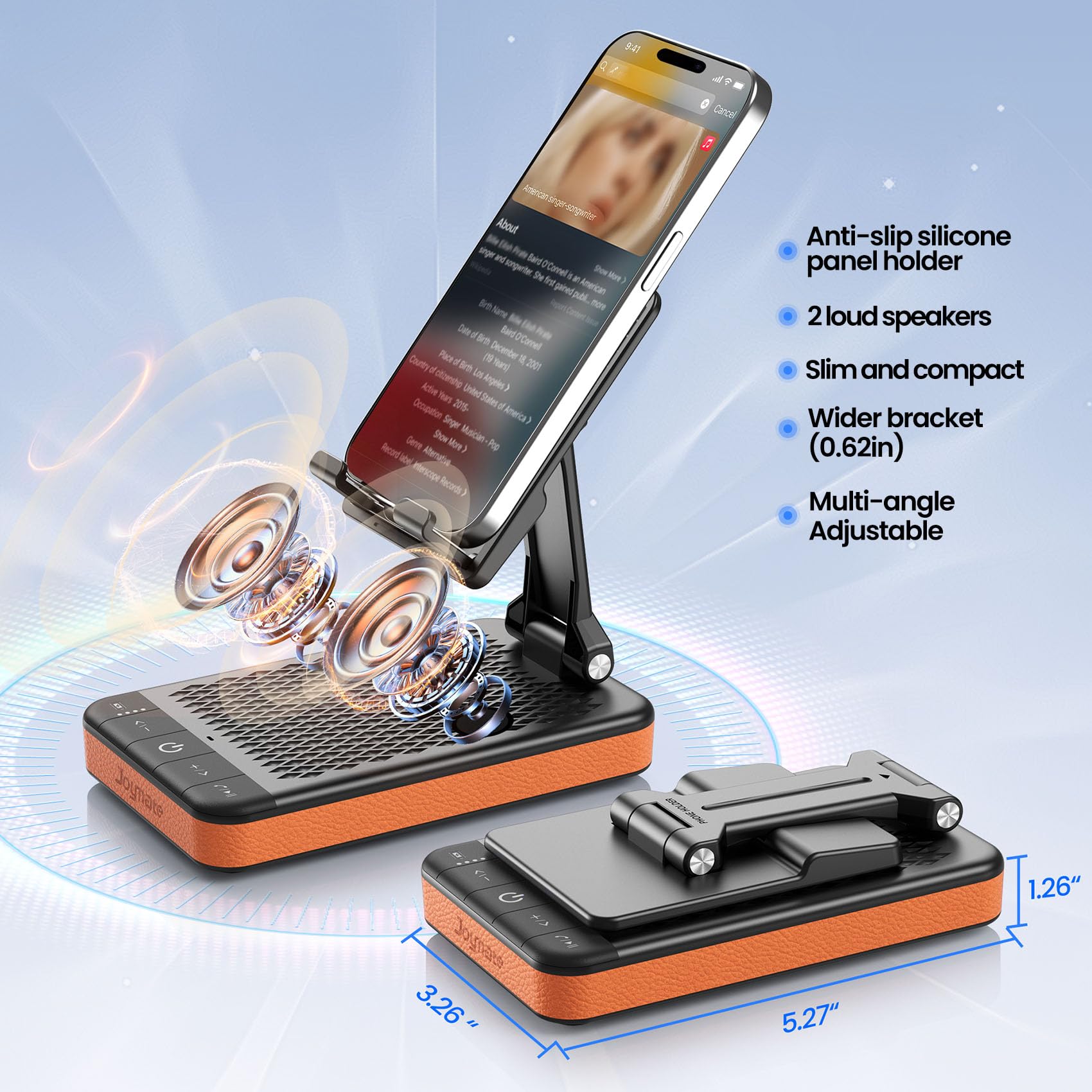 Joymate Portable Charging Phone Stand with 2 Speakers, Gift for Men Wo - View 3