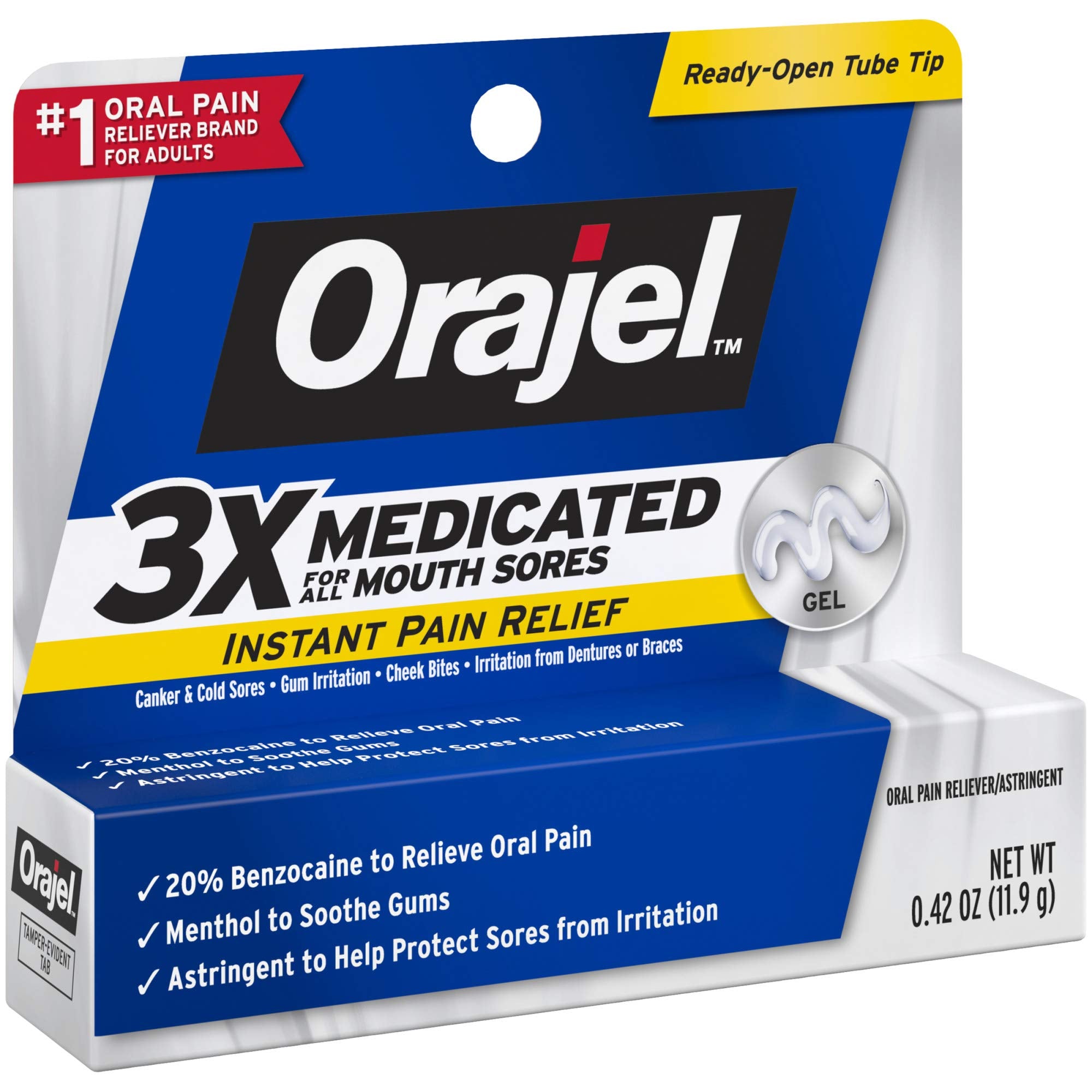 Orajel 3X Medicated Mouth Sore Gel Extra Strength 0.42 oz