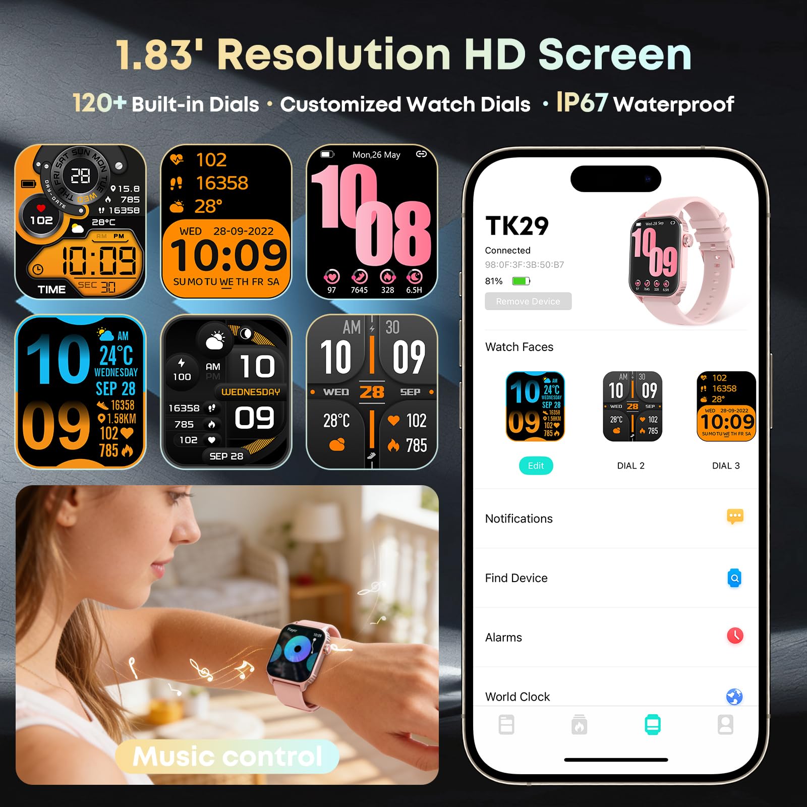 DIVOAZBVO Smart Watches for Women Men, 120 Sports Modes Smartwatch wit - View 5