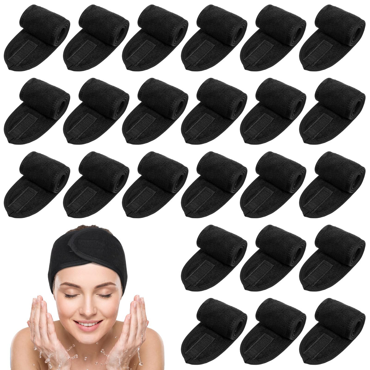24 Pcs Spa Facial Headband Set Premium Cotton Esthetician - AojSup Official Imagery - 2