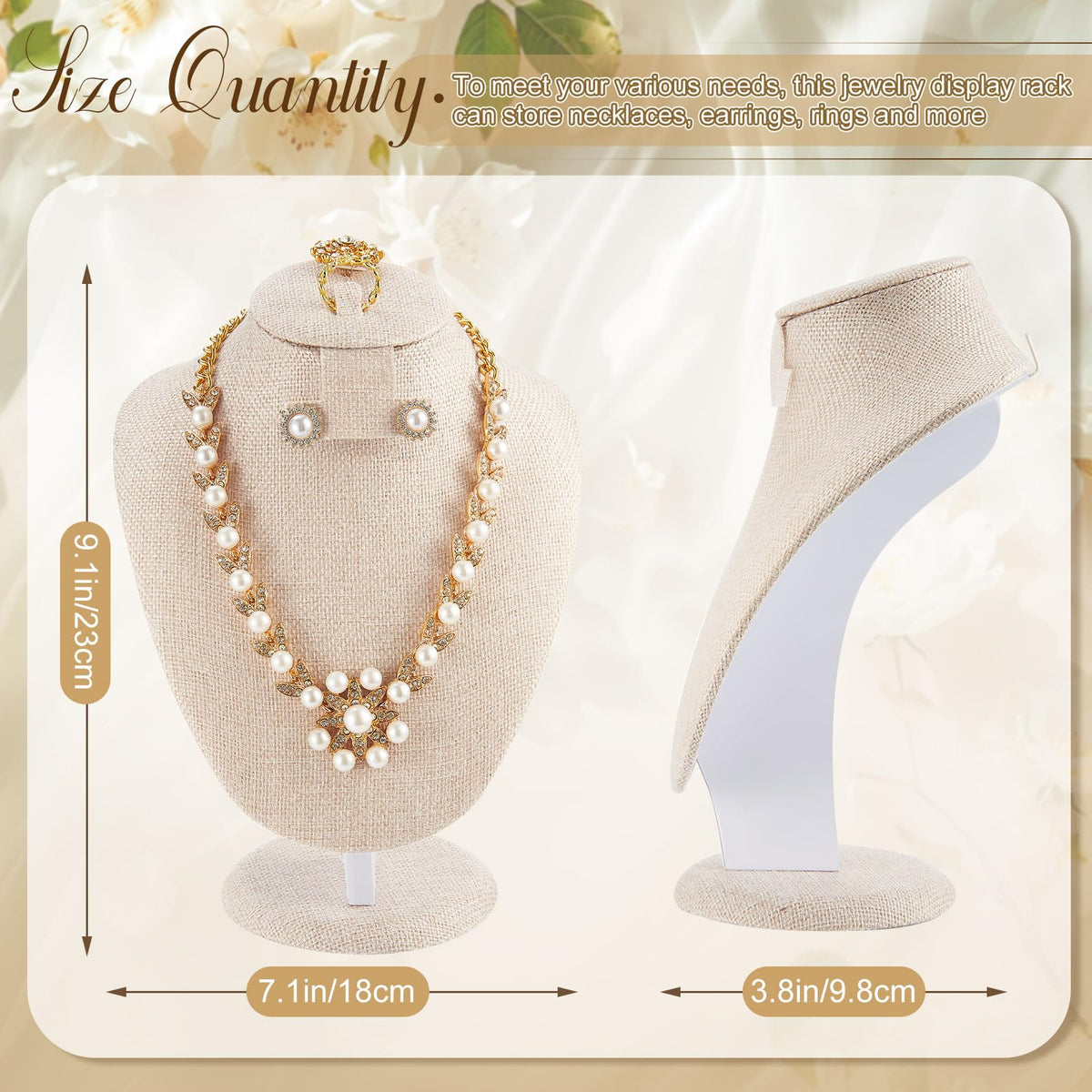 Youyole 3 Pcs Linen Velvet Necklace Display Stand Bust Linen - Youyole Official Imagery - 3