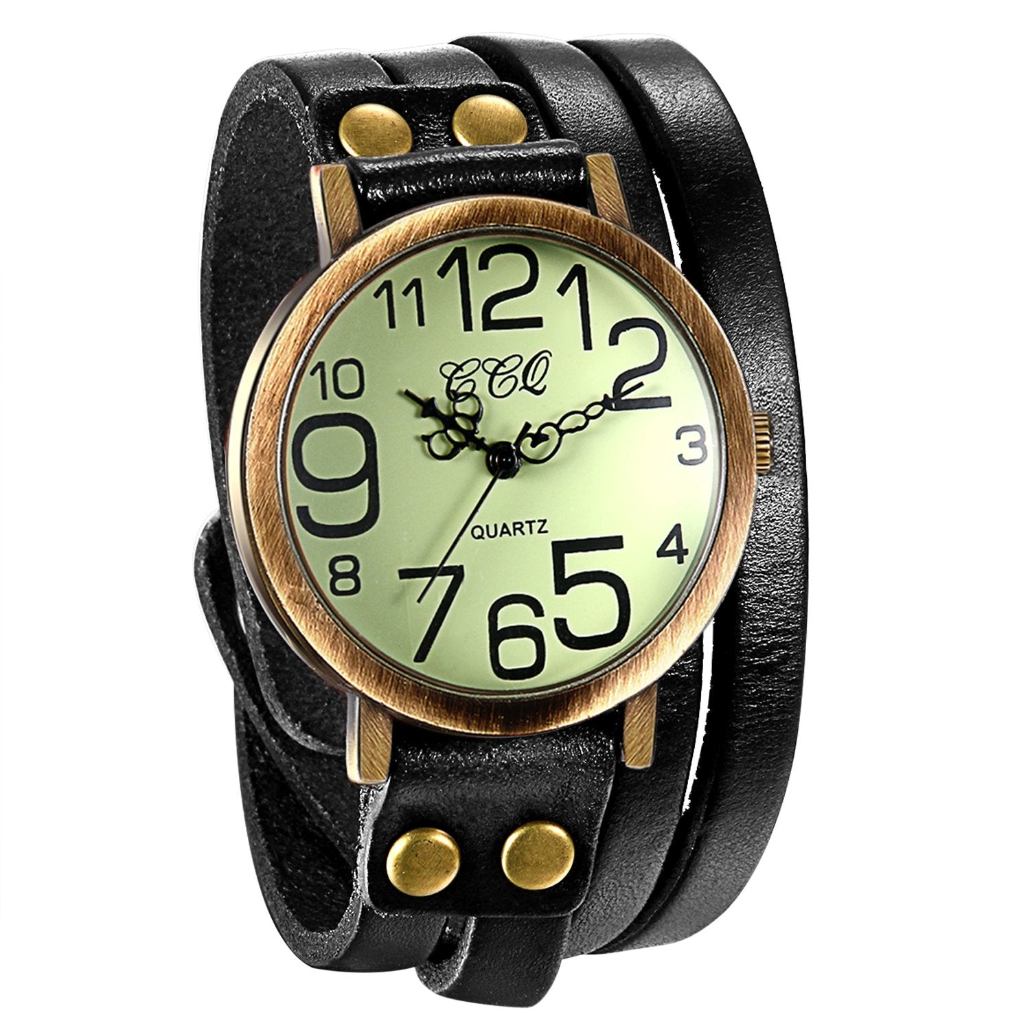 JewelryWe Women Men Watches Retro Multilayer Leather Bracelet - Product Imagery
