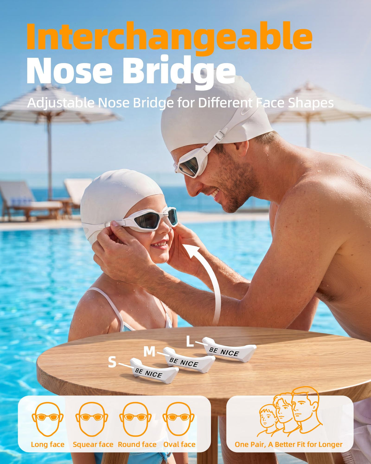 BENICE Interchangeable Nose Bridge Swim Goggles for Women - BENICE Official Imagery - 6