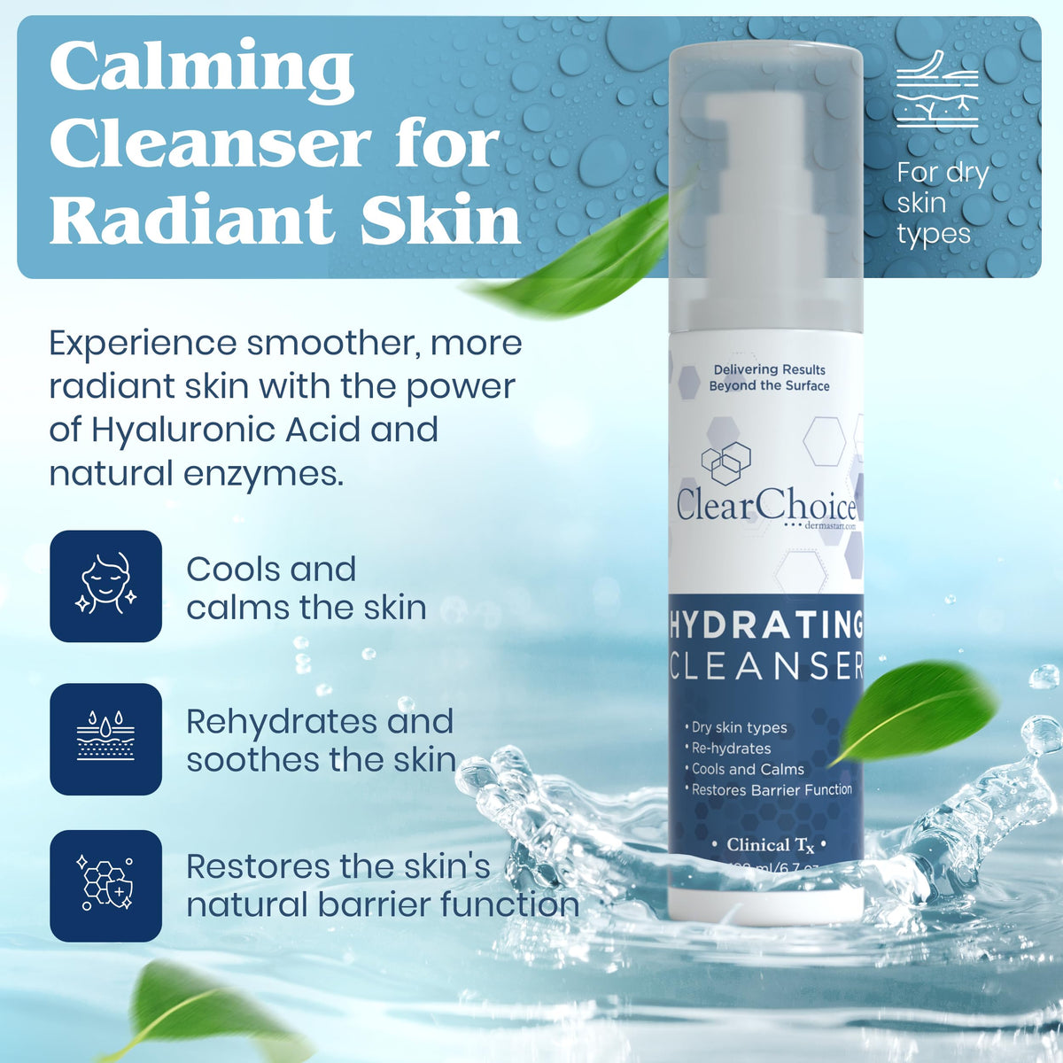 Clear Choice Hydrating Cleanser Gentle Cream Cleanser with - ClearChoice, Dermastart, Inc Official Imagery - 3