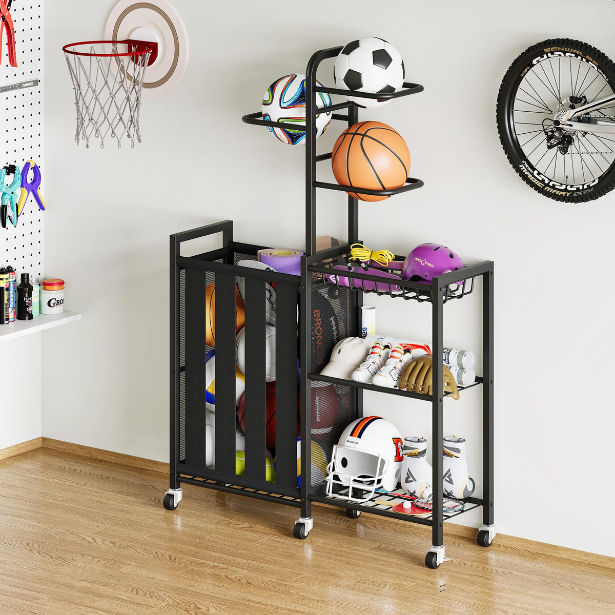 Homeiju Ball Storage Garage Sports Equipment Organizer Metal - Homeiju Official Imagery - 6