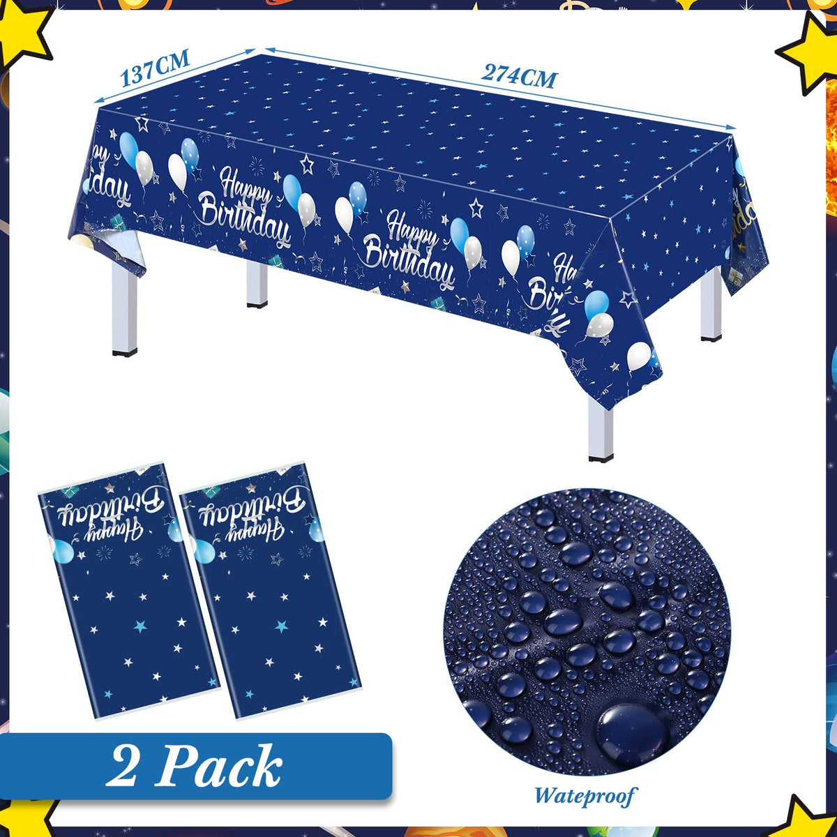Blue and Silver Birthday Party Set Plates Napkins Cups for - Pajean Official Imagery - 6