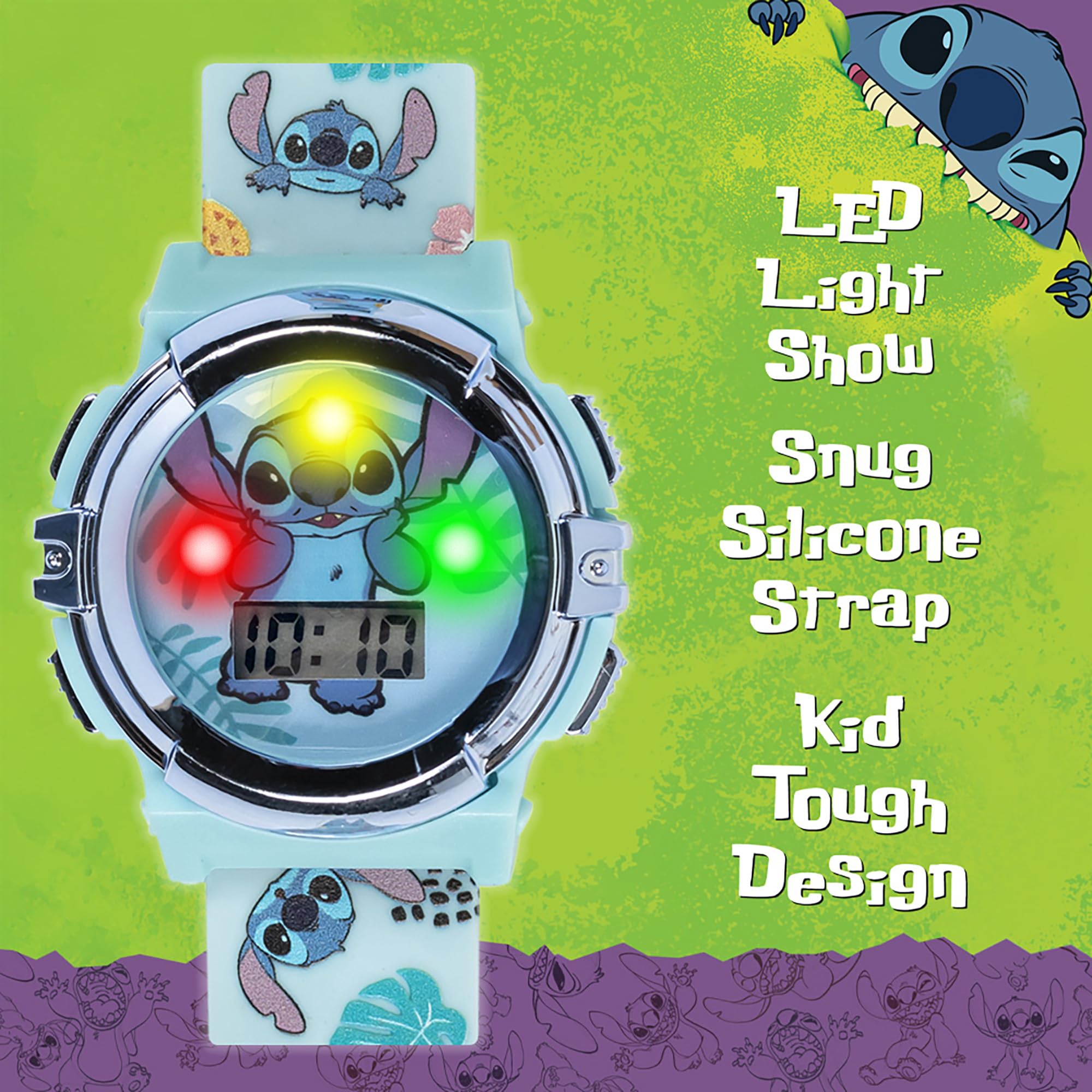 Accutime Disney Stitch Kids LCD Watch – Flashing Light-Up Dial, Digita - View 4