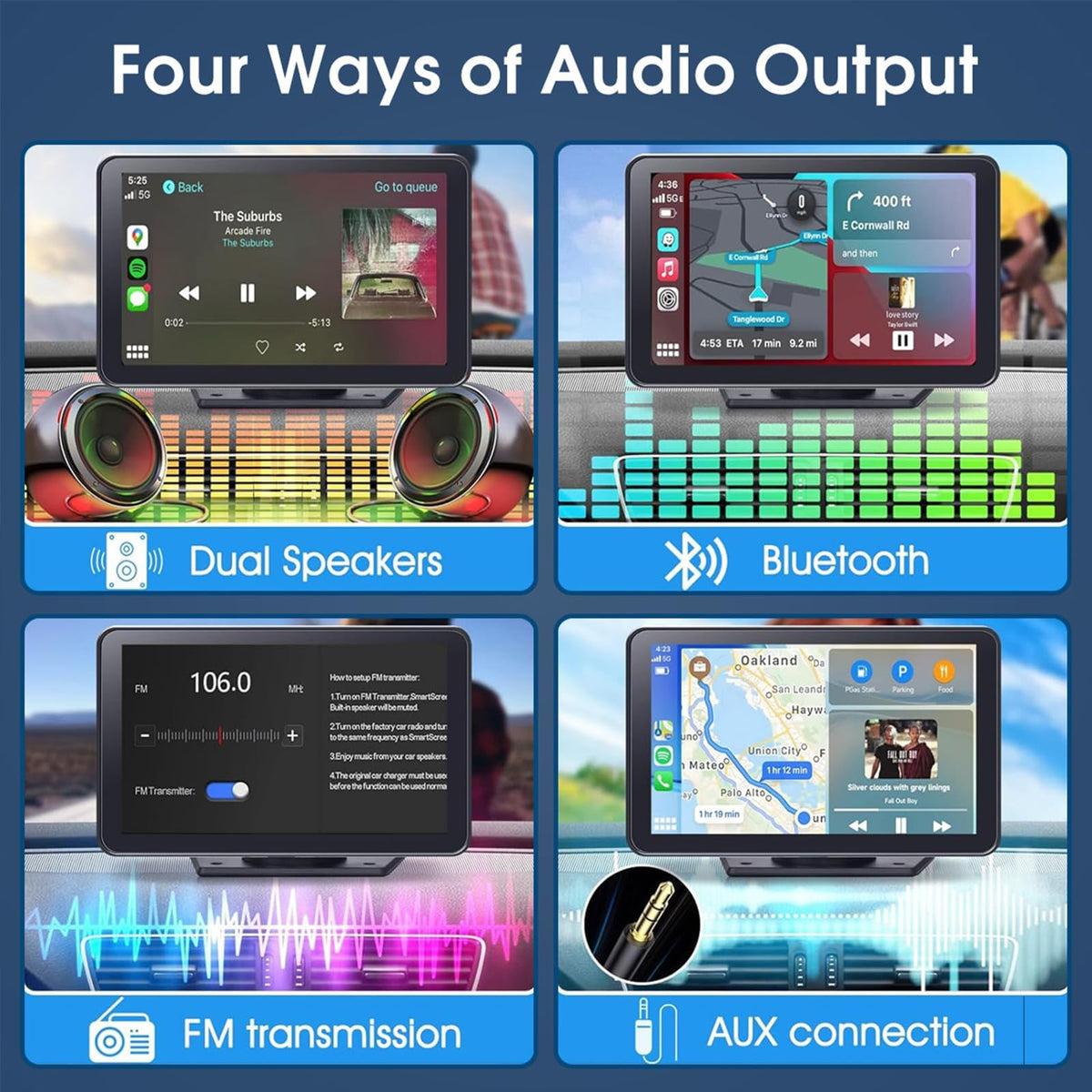 Carplay Screen for Car 7 HD Wireless Portable Car Play - Kiswuren Official Imagery - 5