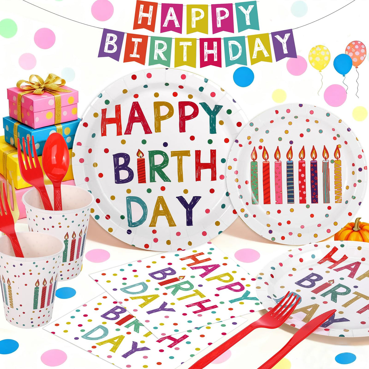 203 Pcs Happy Birthday Decorations Party Supplies Set with - Zifengcer Official Imagery - 8