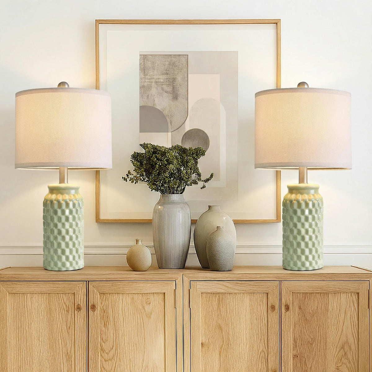 20 5 Small Bedside Lamps Set of 2 Green Ceramic Nightstand - Vortether Official Imagery - 8