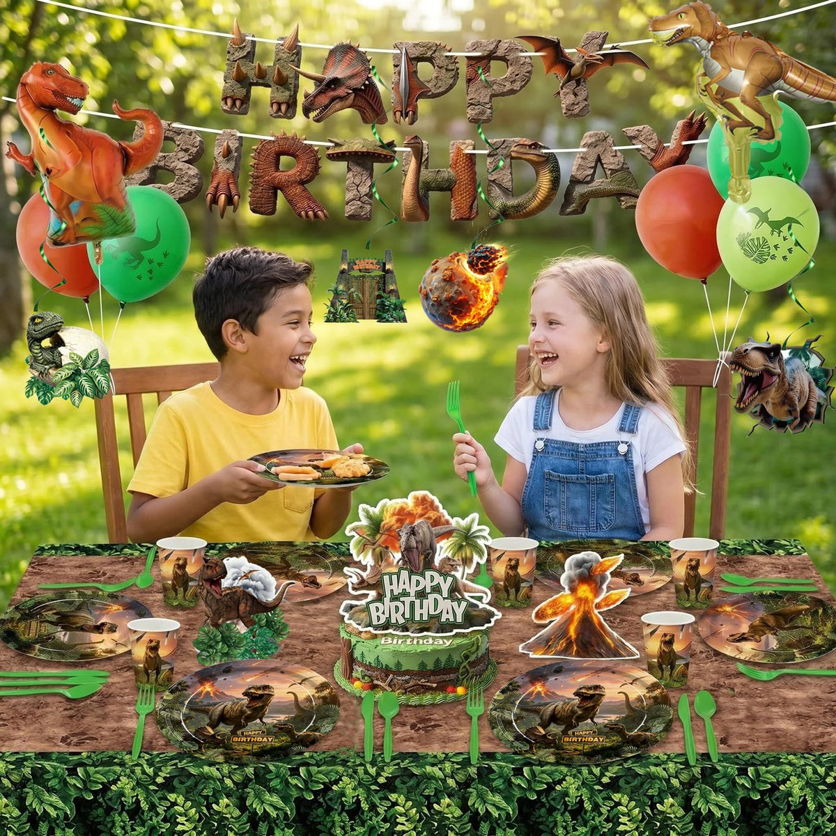 208pcs Dinosaur Birthday Decorations Plates Napkins Party - JVORFDG Official Imagery - 8
