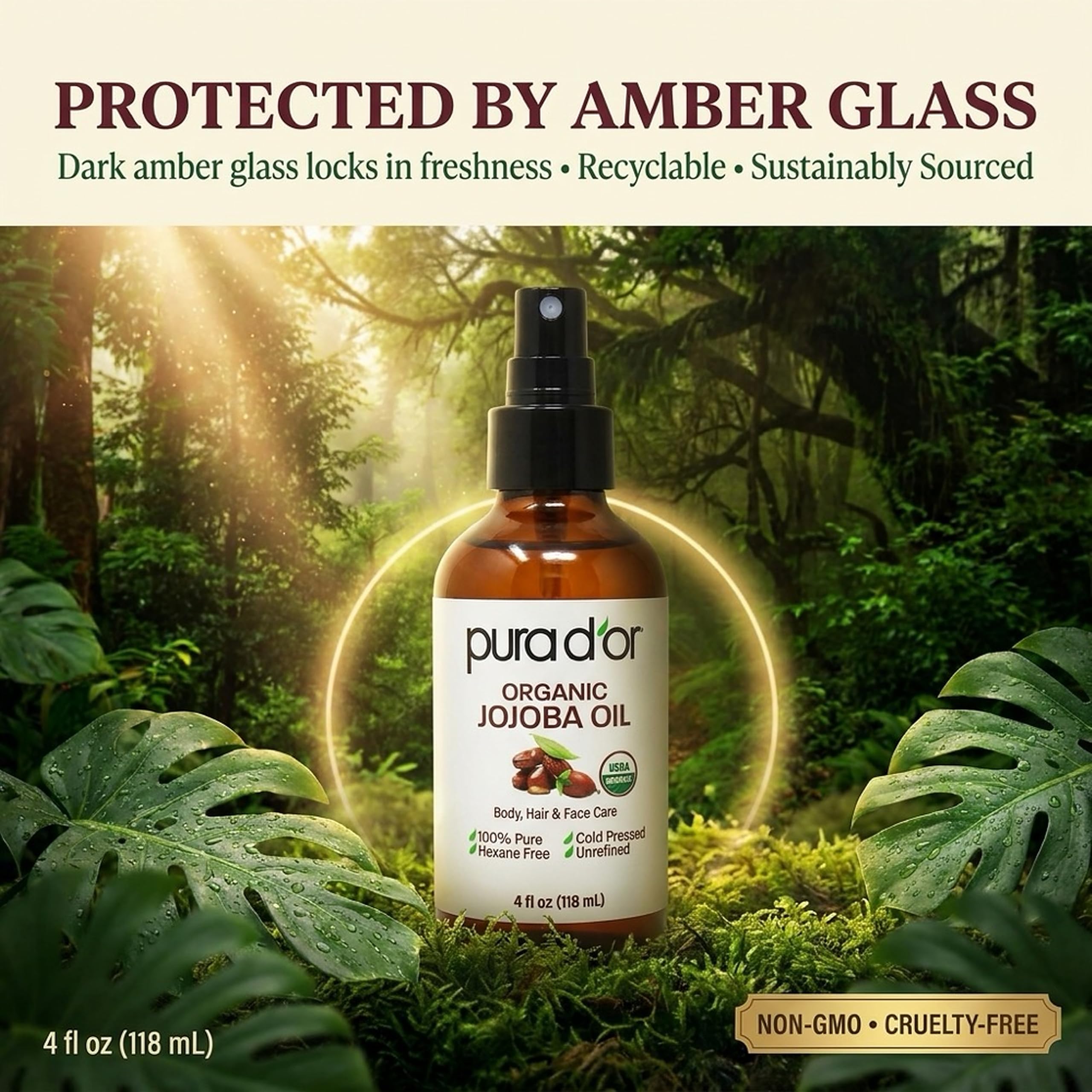PURA D'OR ORGANIC Jojoba Oil Pure Cold - Pressed & 16 - PURA D'OR Official Product View 6