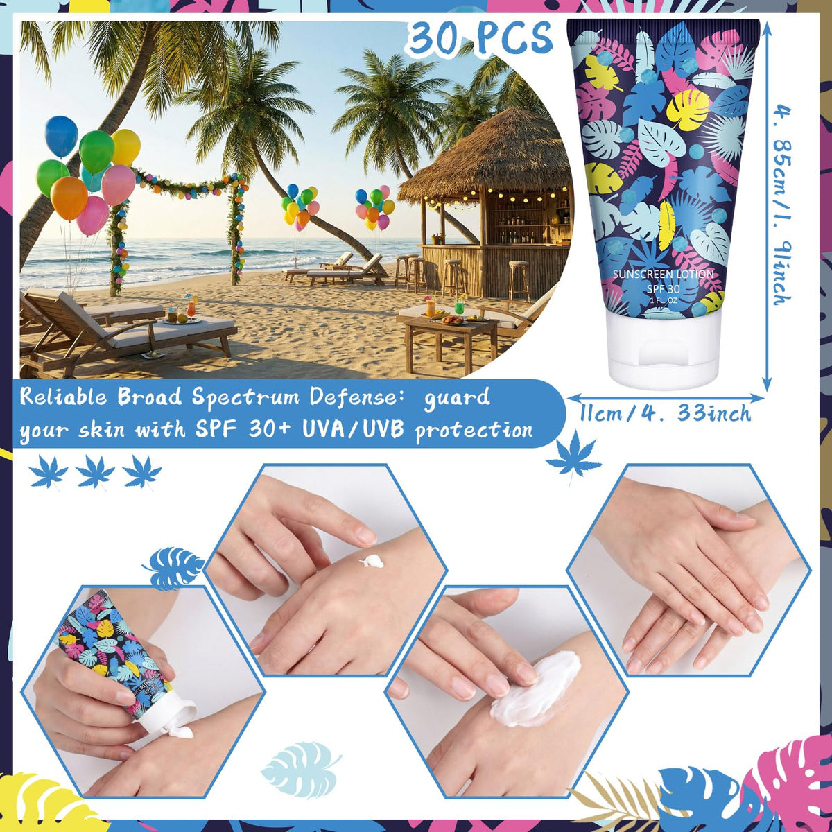 Loopeer 30 Pcs Mini Sunscreen Bulk Tropical Mini Sunscreen - Loopeer Official Imagery - 3