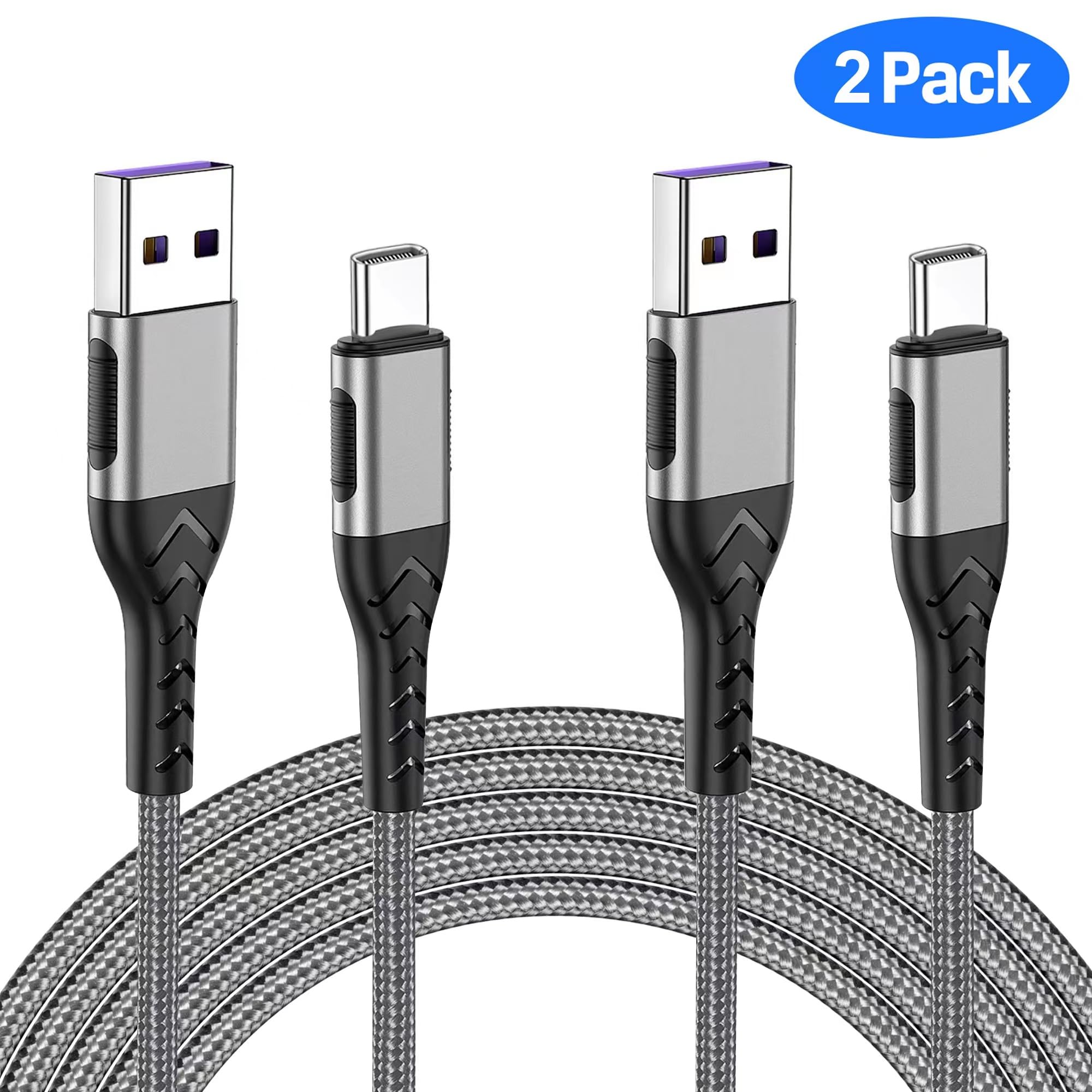 Durcord 10ft USB-C Cable 2-Pack – Braided Fast Charging