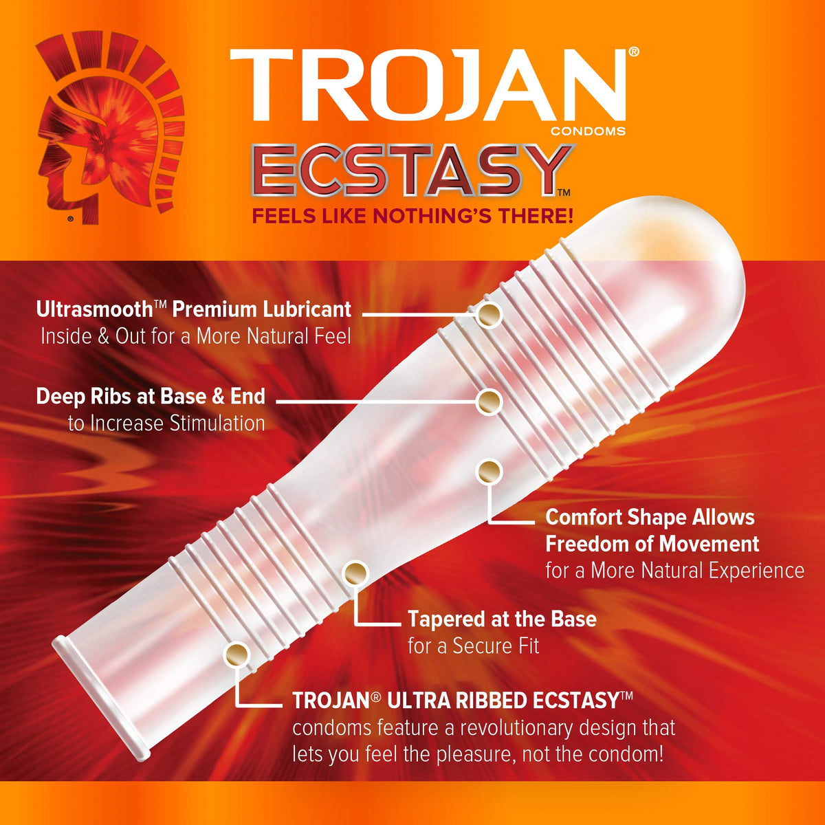 Trojan Ecstasy Lubricated Latex Condoms for Men Premium - TROJAN Official Imagery - 3