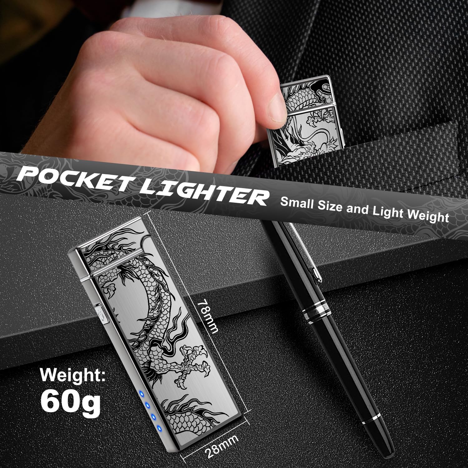 LcFun Electric Lighter Rechargeable Plasma Lighter Men Cool Drago by LcFun - Angle View 6