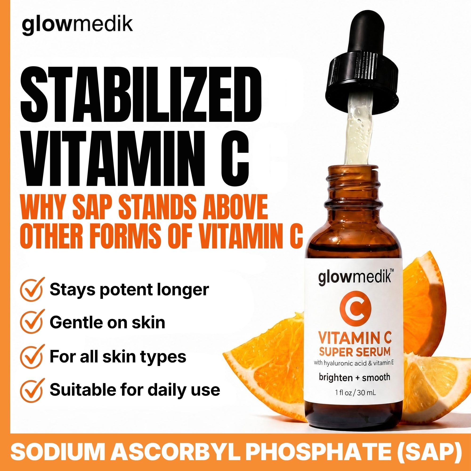 Brightening Vitamin C Serum for Face Dark Spot Corrector for - Glowmedik Official Imagery - 7