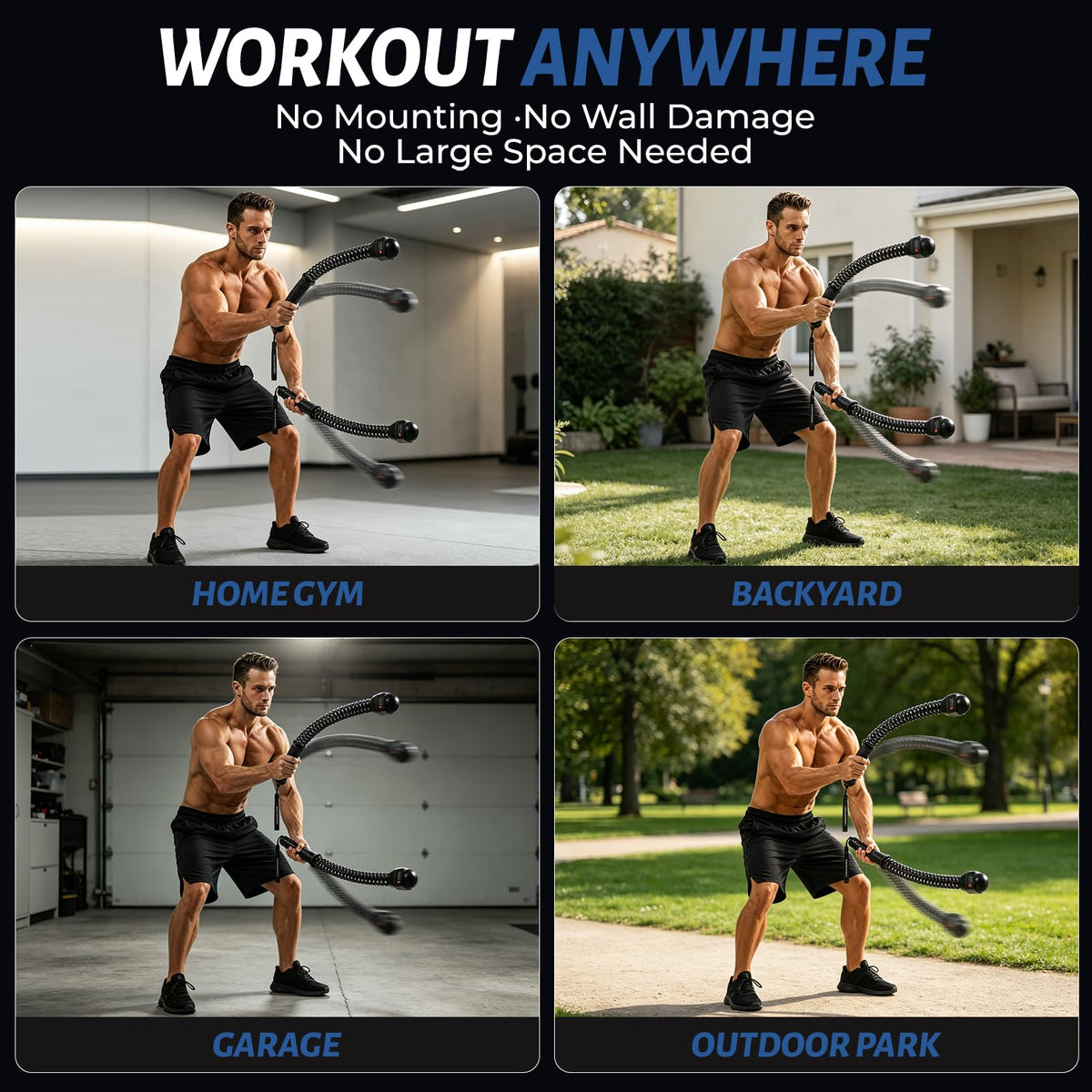 Smart Battle Rope with Digital Counter Cordless Battle Rope - MYUDEGEAS Official Imagery - 5