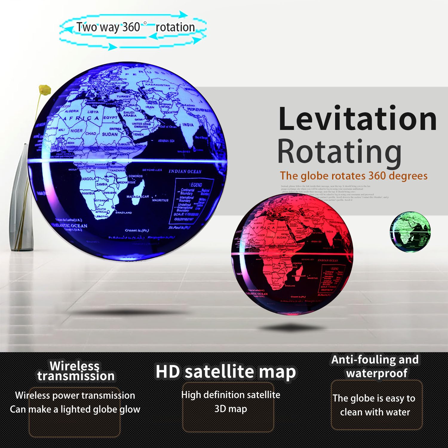 KAIMC Magnetic Levitation Floating Rotating World globe for child by KAIMC - Angle View 7