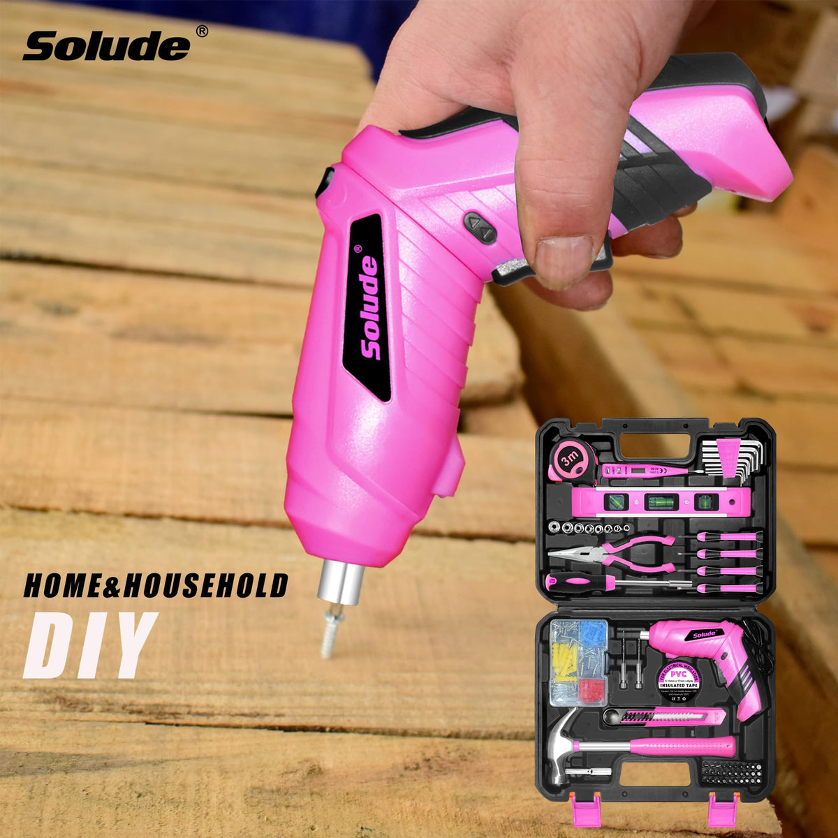 Pink Tool Set for Women 130 Piece Home Tool Kit for Women - SOLUDE Official Imagery - 7