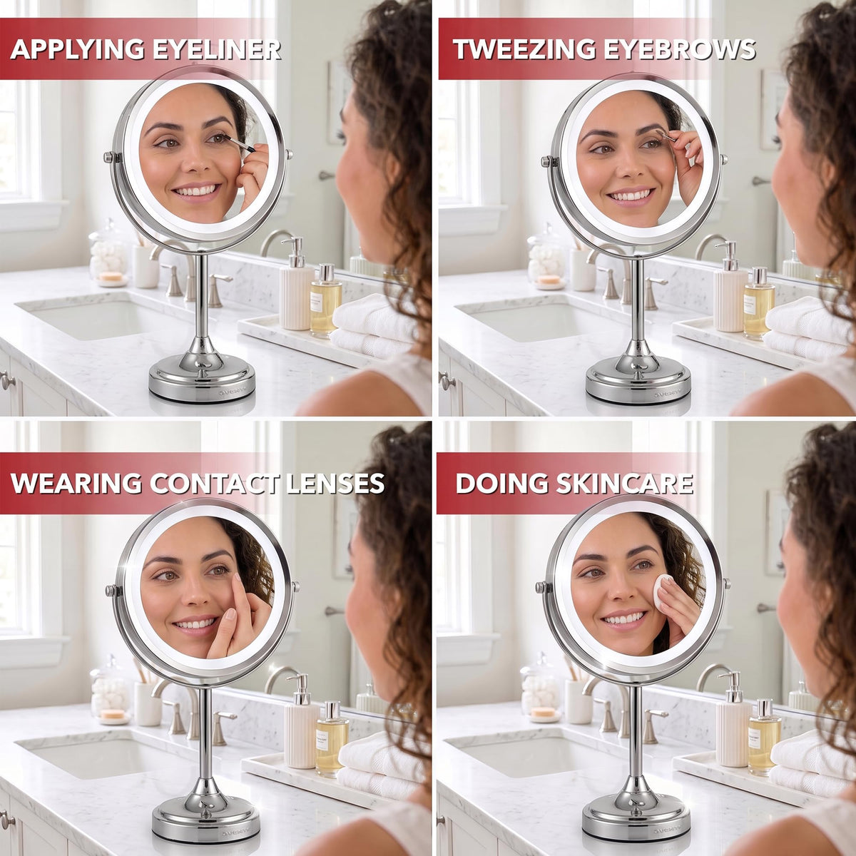 OVENTE 7 Lighted Magnifying Makeup Mirror Polished Chrome - OVENTE Official Imagery - 7