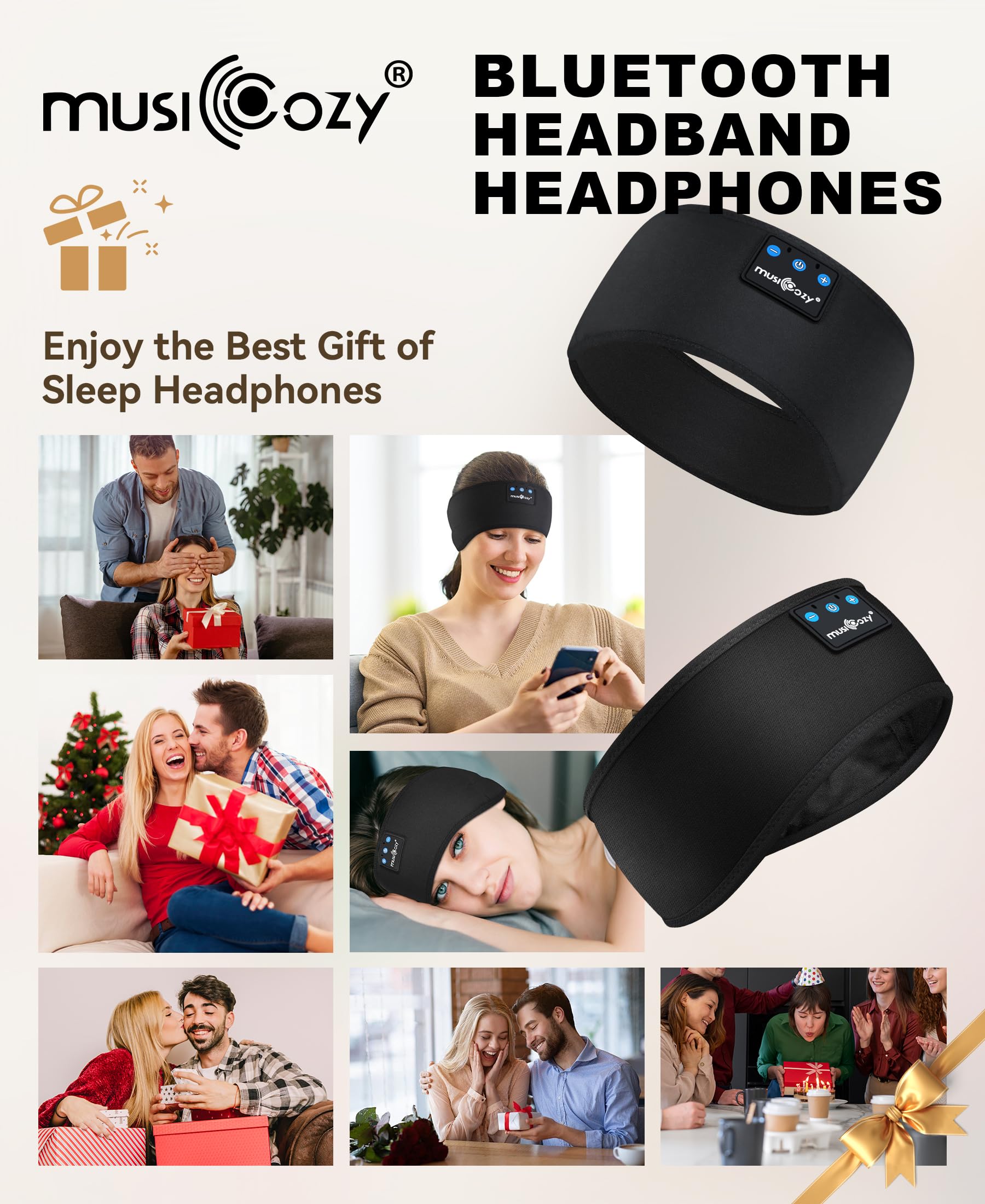 MUSICOZY Sleep Headphones Bluetooth Headband Headphones for Side by MUSICOZY - Angle View 7