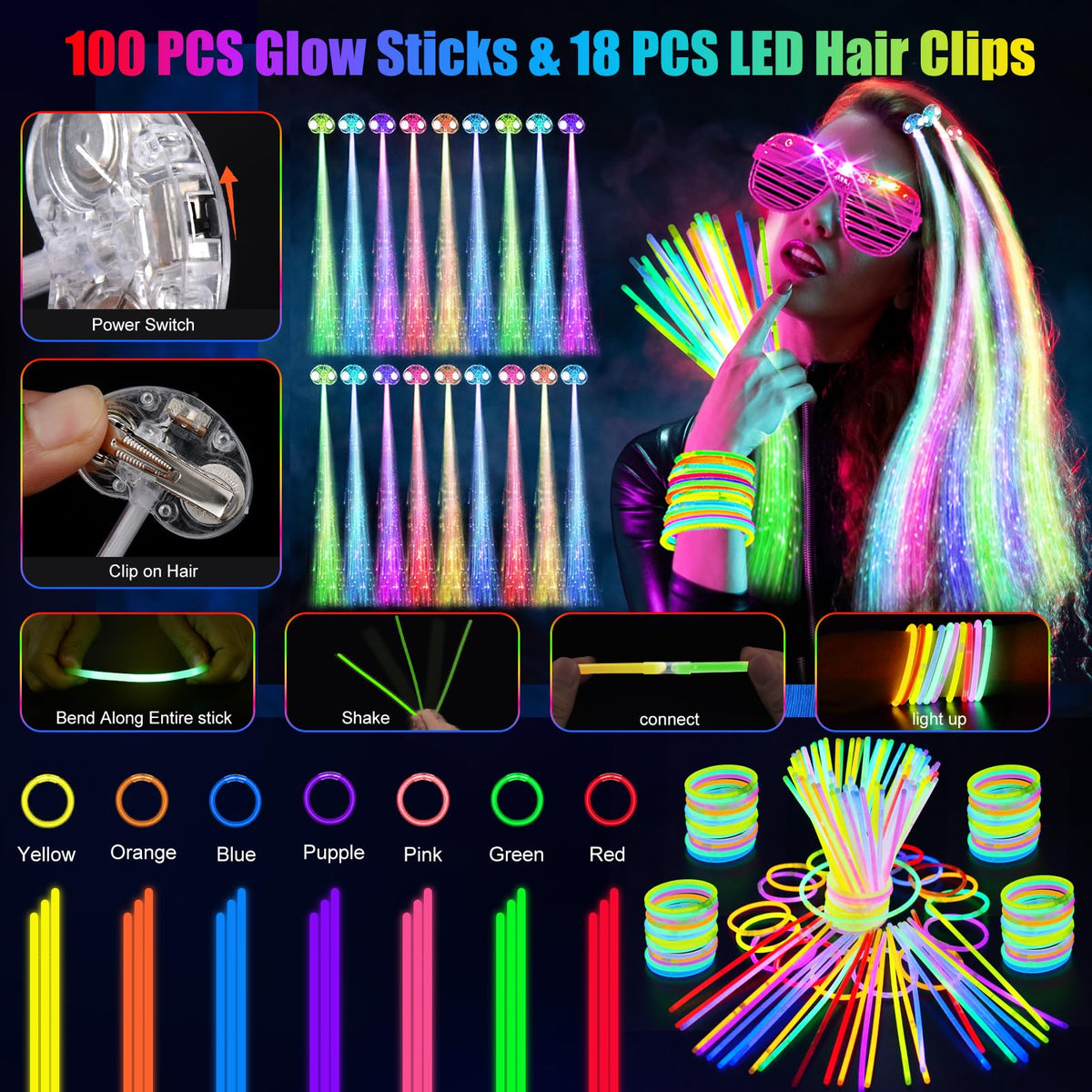 OLUPP 148 PCS Glow in the Dark Party Supplies Indoor Outdoor - OLUPP Official Imagery - 6