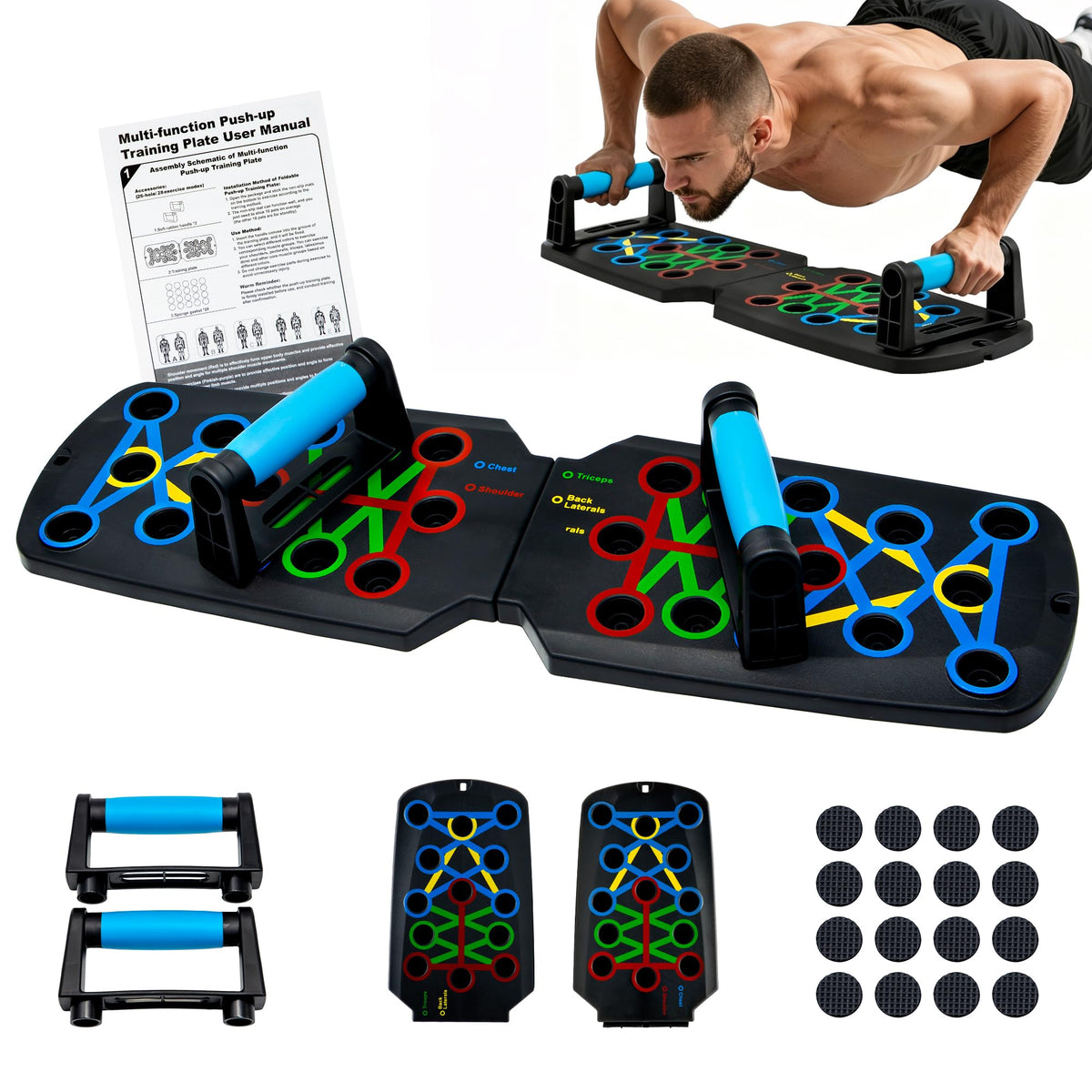 Push Up Board Fitness Portable Dismountable 17 in 1 Push Up - welsteepse Official Imagery - 8