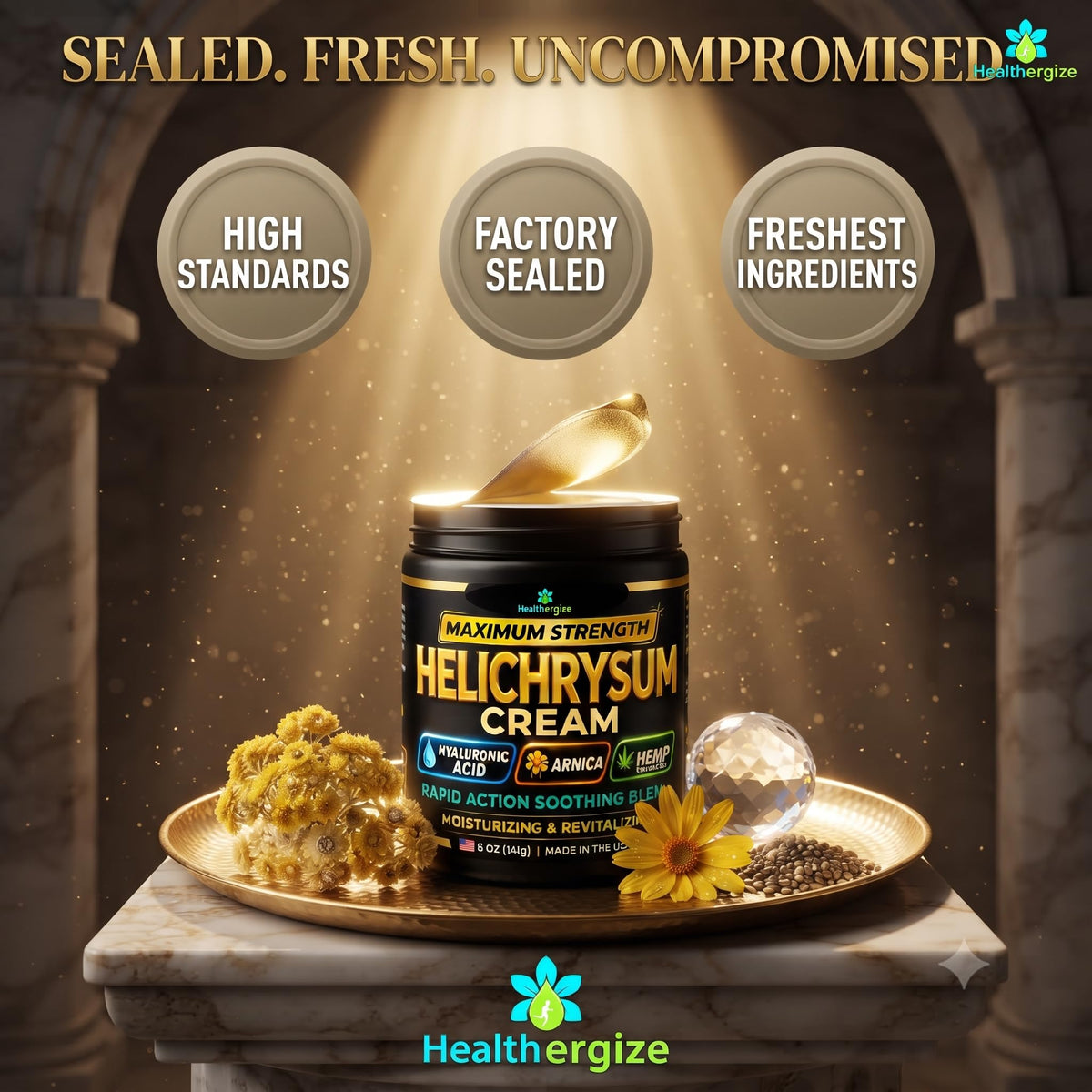Helichrysum Cream Maximum Strength Helichrysum Balm for Thin - Healthergize Official Imagery - 5