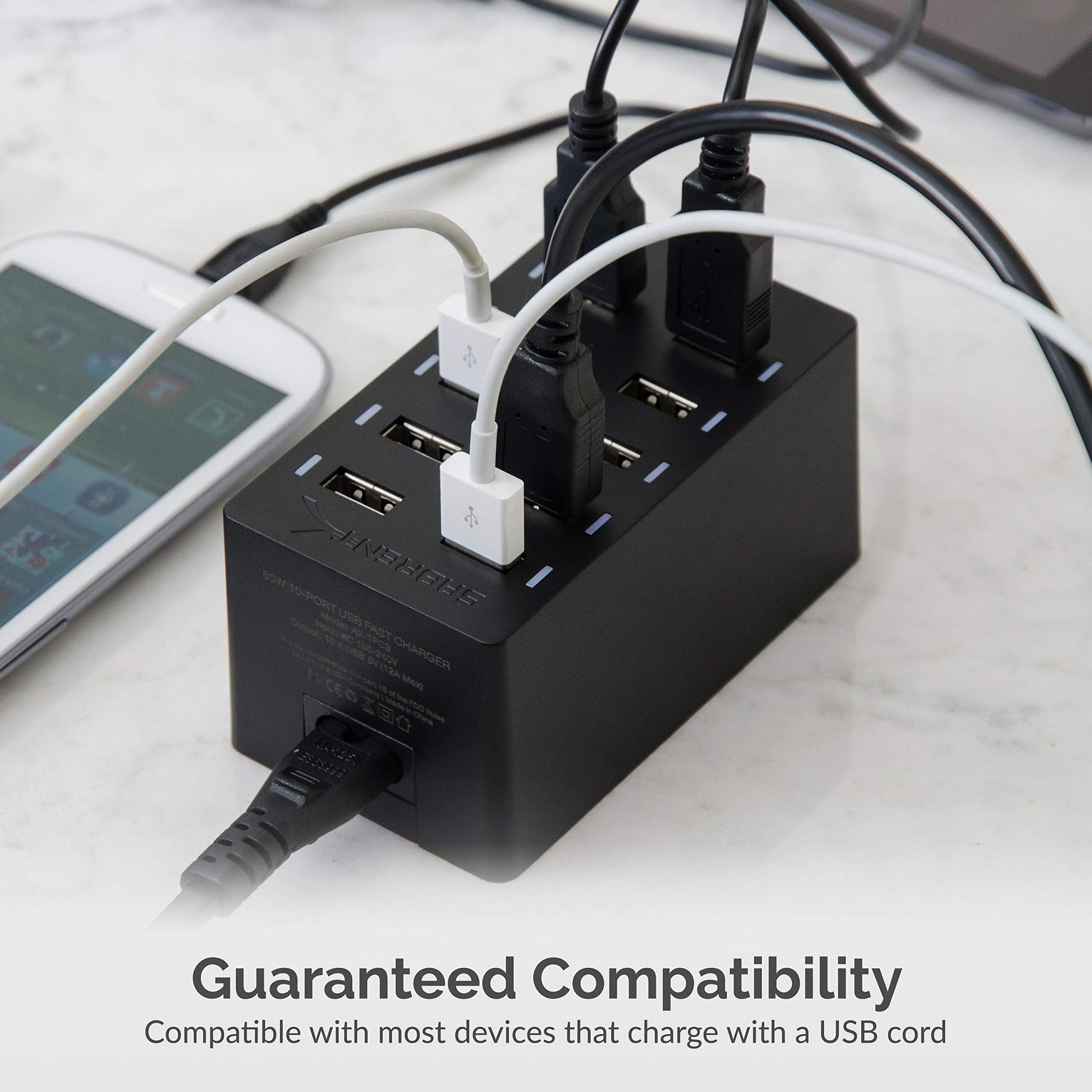 SABRENT 60W 10-Port USB Charging Station, Auto-Detect - SABRENT Official Product View 5