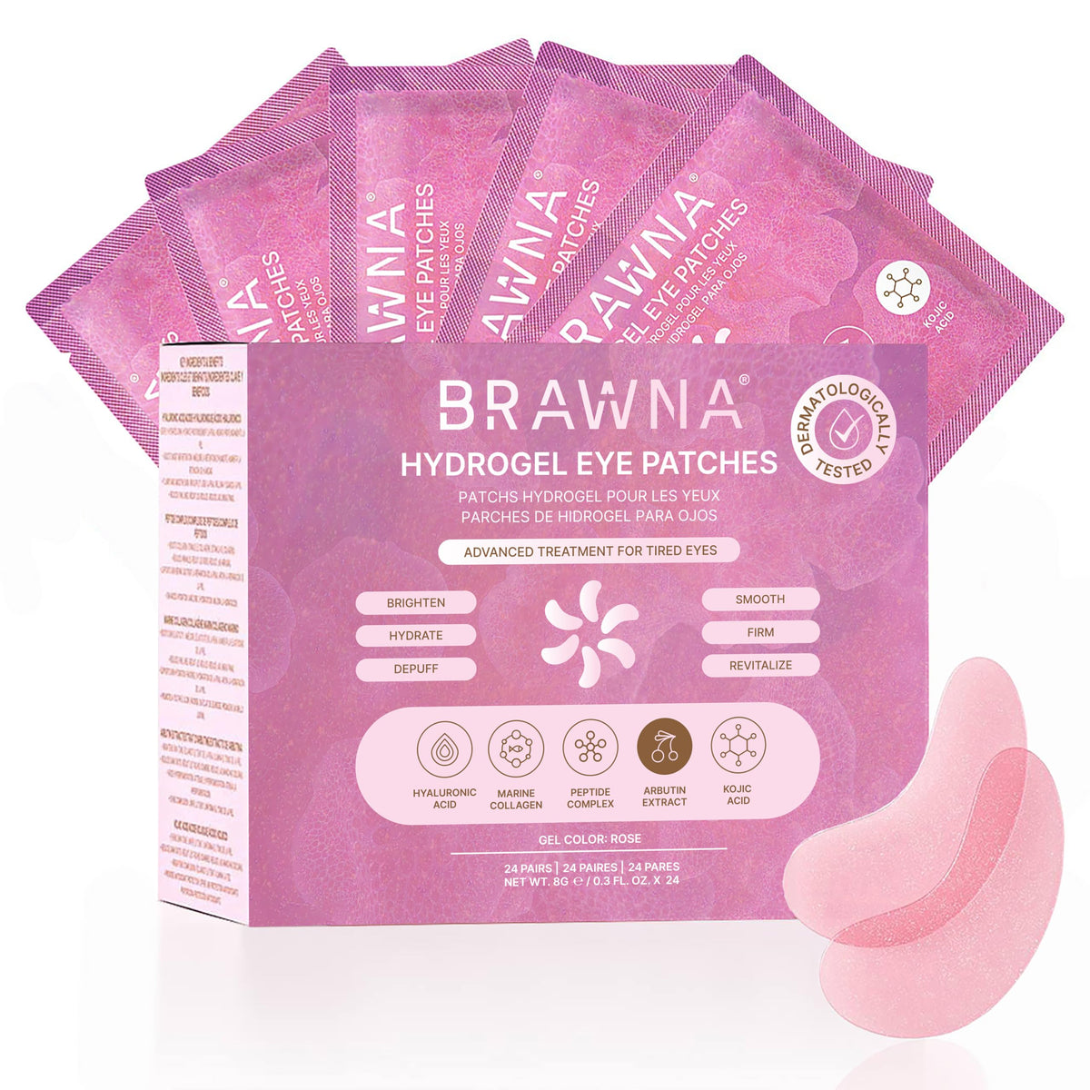 Under Eye Patches Rose Hydrogel Masks 24 Pairs - BRAWNA Official Imagery - 2