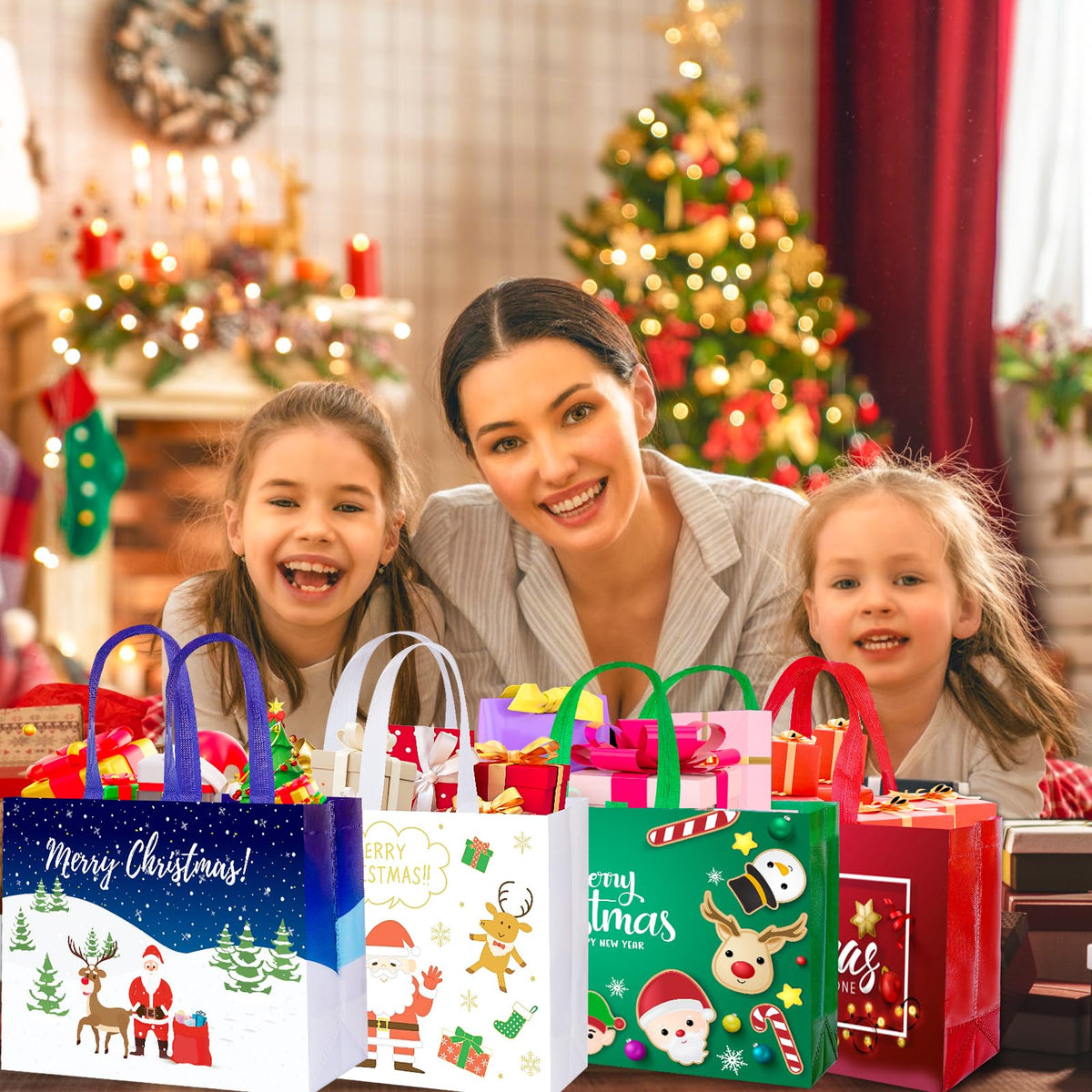 IPQXE 34 Pack Christmas Gift Bags Assorted Sizes Reusable - IPQXE Official Imagery - 8