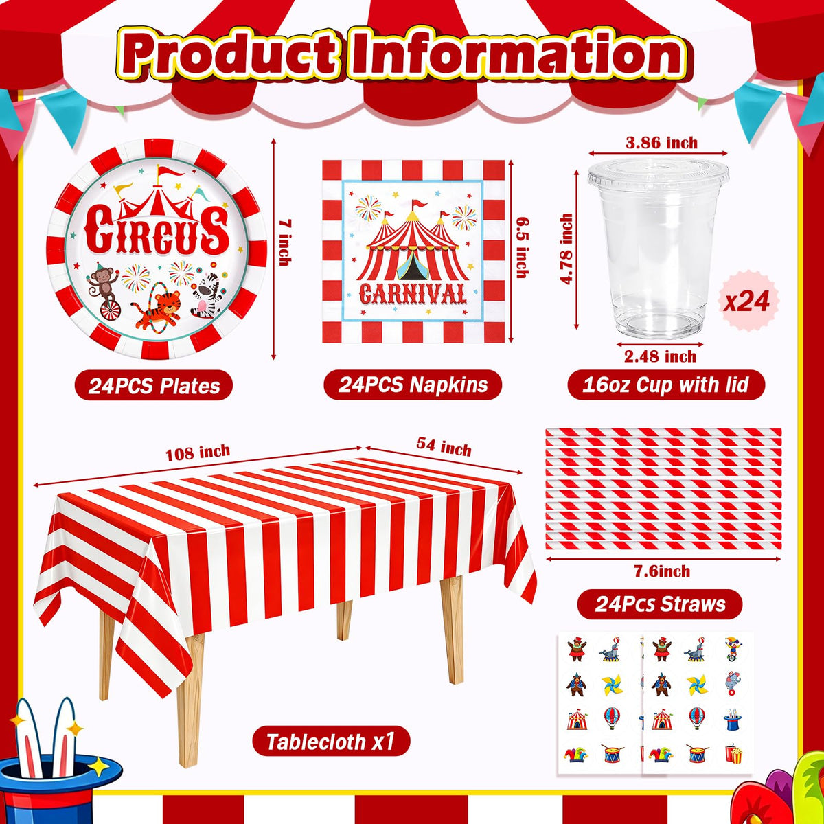Circus Carnival Party Tableware and 16oz Disposable Cups - TgtherVibe Official Imagery - 4