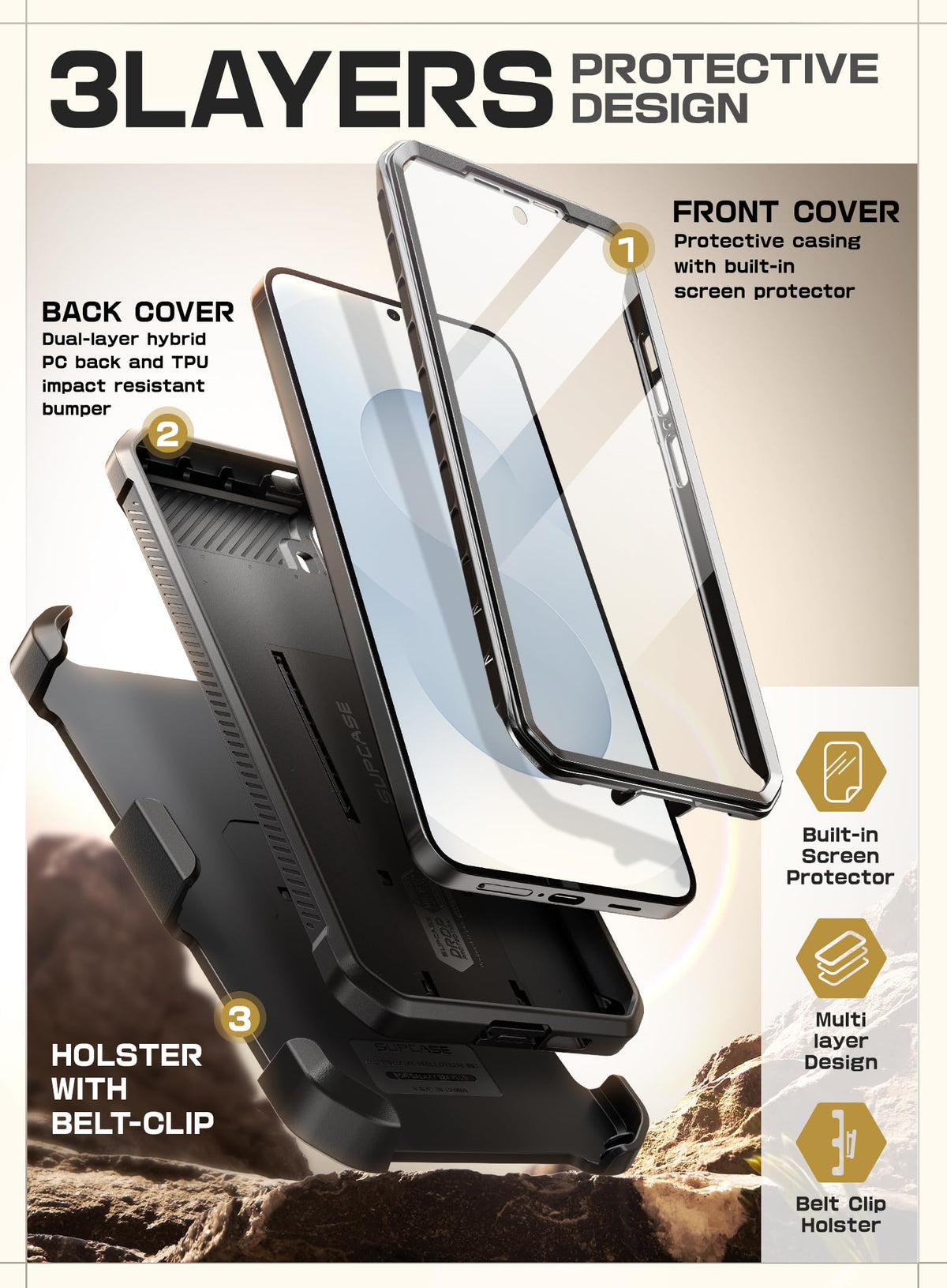 SUPCASE for Galaxy S25 FE Case with Built in Screen - SUPCASE Official Imagery - 6