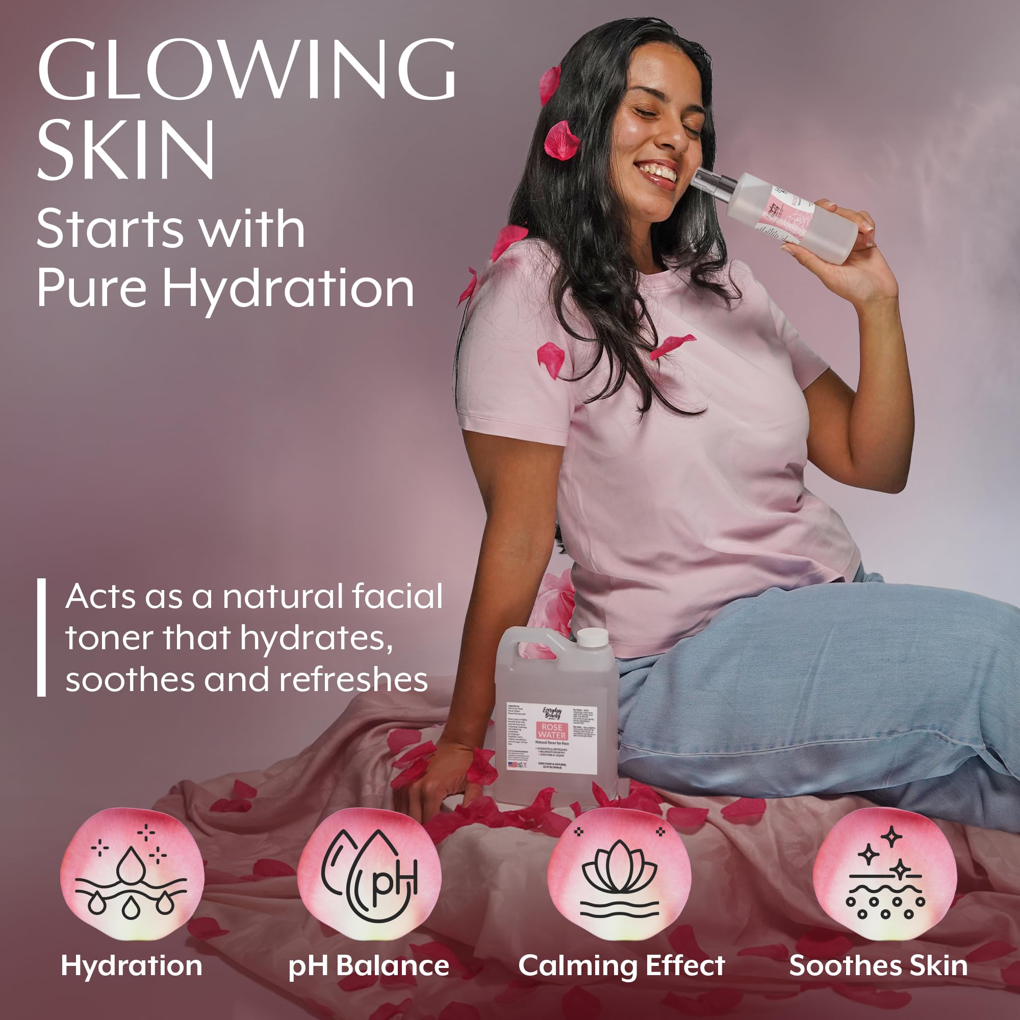 Everyday Beauty Rose Water Spray for Face - Everyday Beauty Helping You Feel Beautiful Inside And Out Official Product Imagery - 4