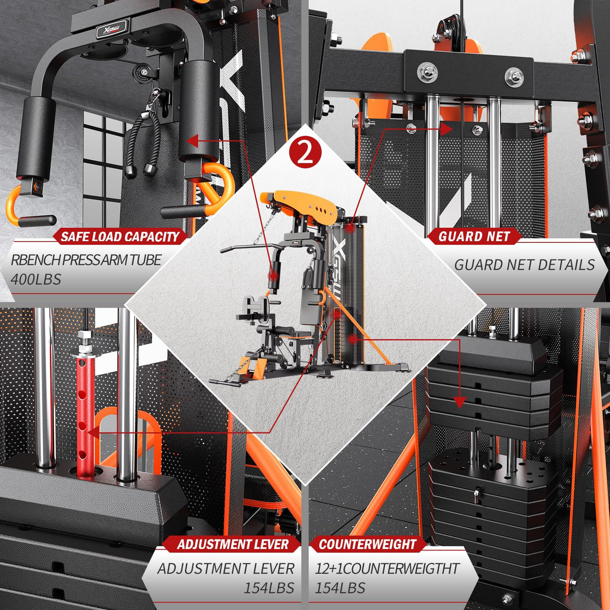 XGSW Multi Function Home Gym Workout Station Featuring a - XGSW XINGESIWR Official Imagery - 6
