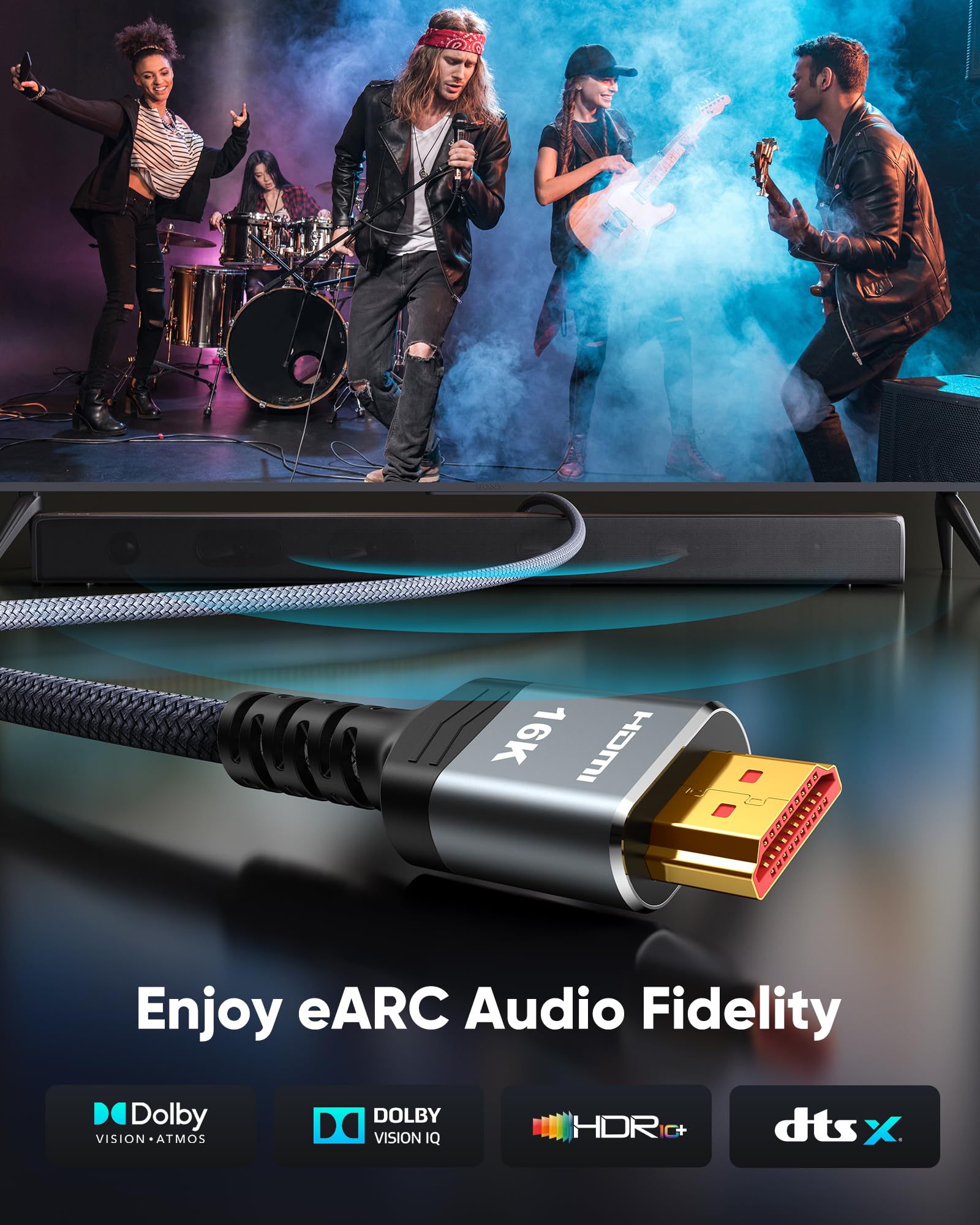 Highwings 16K 4K 480Hz hdmi 2.2 Cable, 96Gbps Ultra HD HDMI to HD by Highwings - Angle View 4