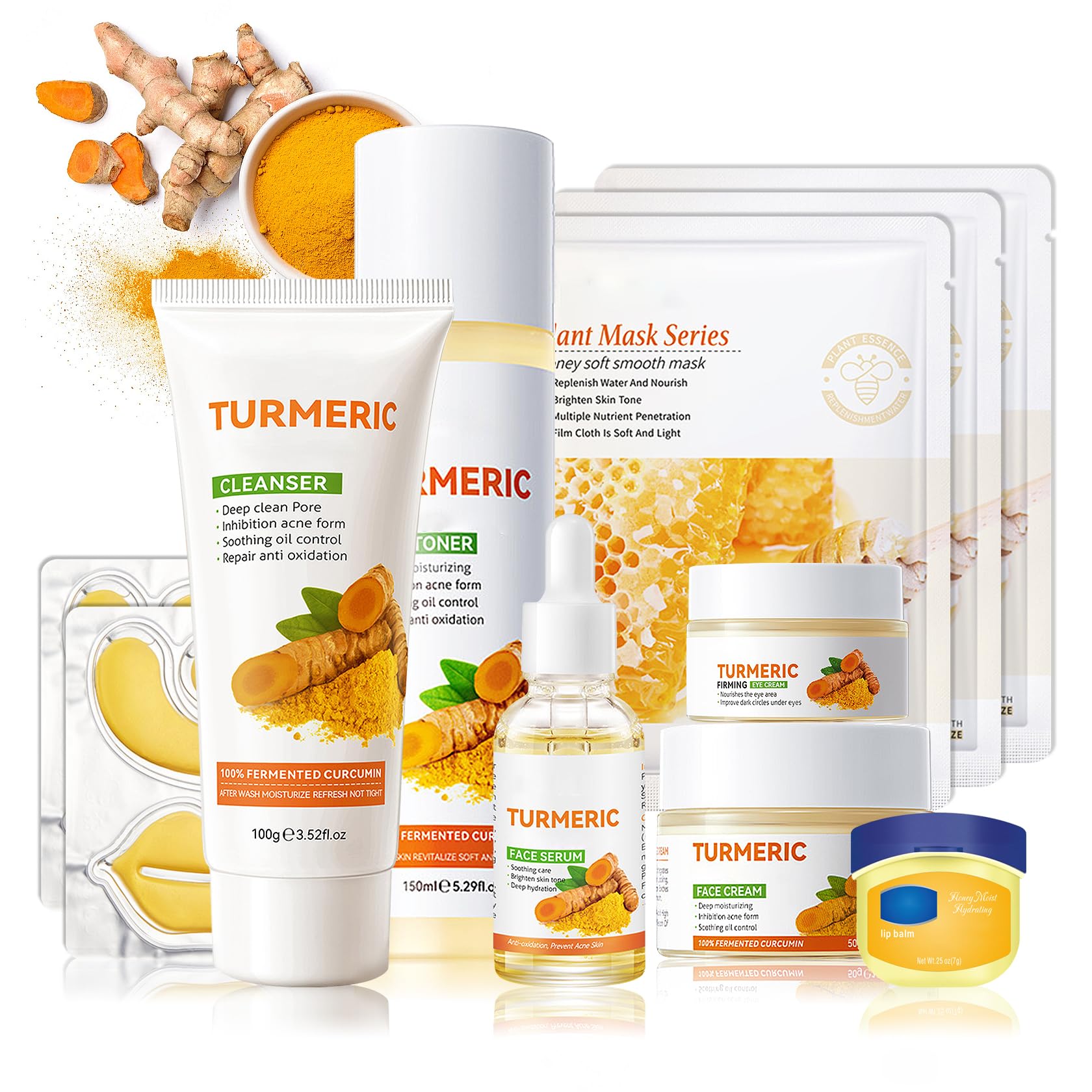 11PCS Turmeric Skincare Set, Skin Care Set with Turmeric Face - Product Imagery