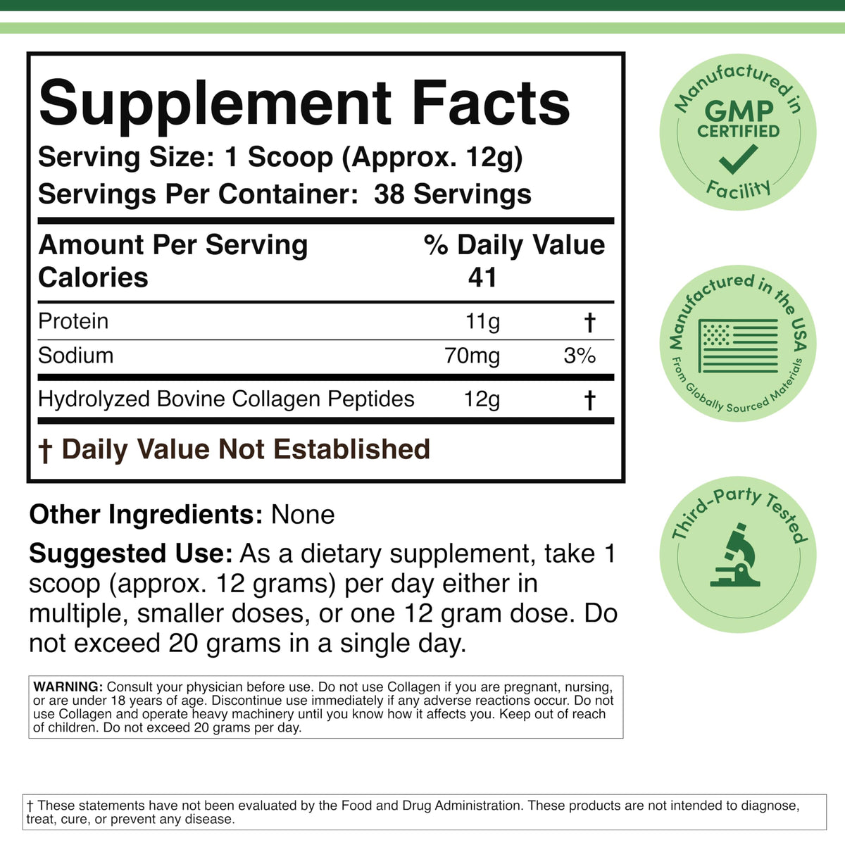 Collagen Peptides Powder Type I II III Skin Hair Joint 16 oz - Double Wood Supplements Official Imagery - 3
