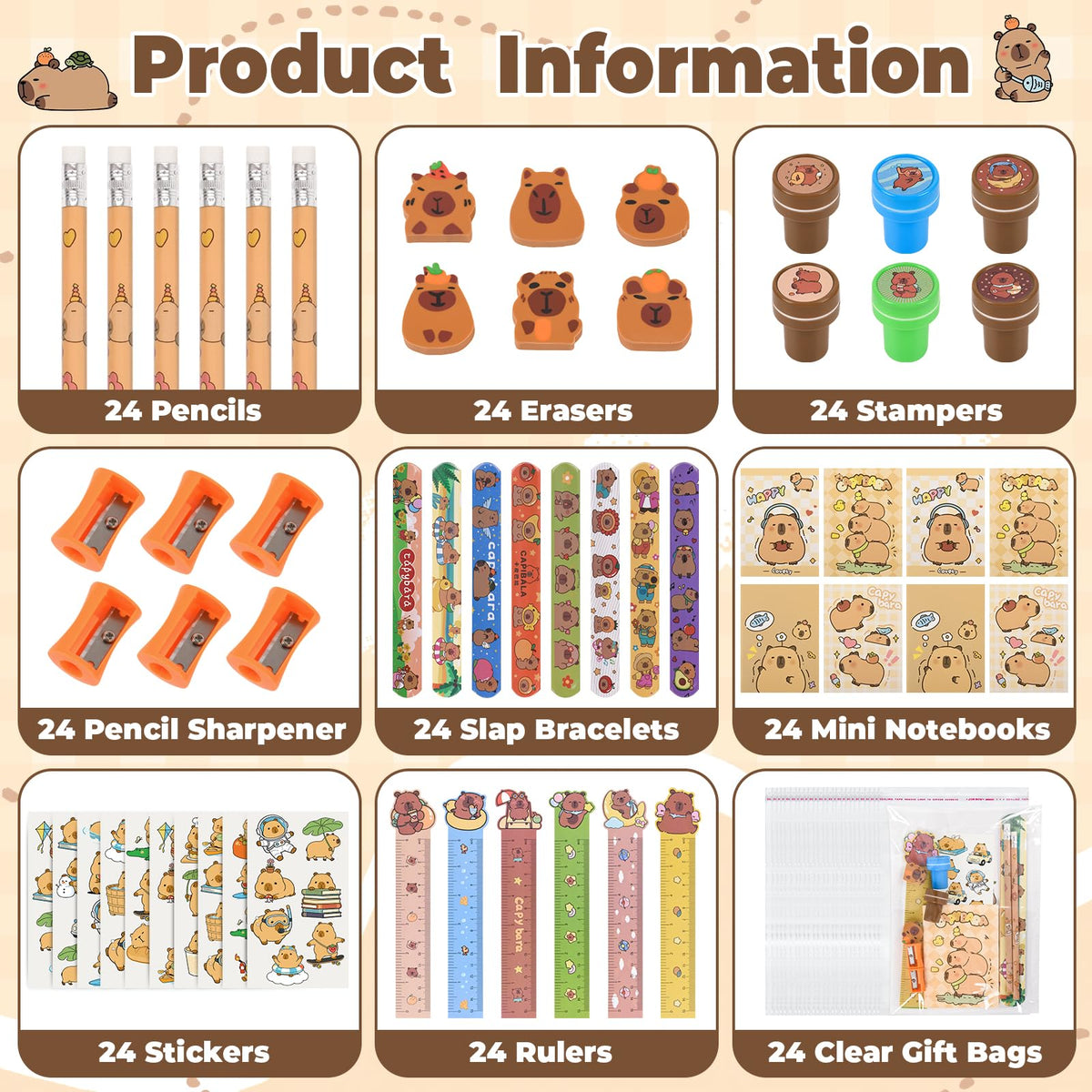 Ulema 216Pcs Cute Capybara Stationery Party Favors Supplies - Ulema Official Imagery - 4