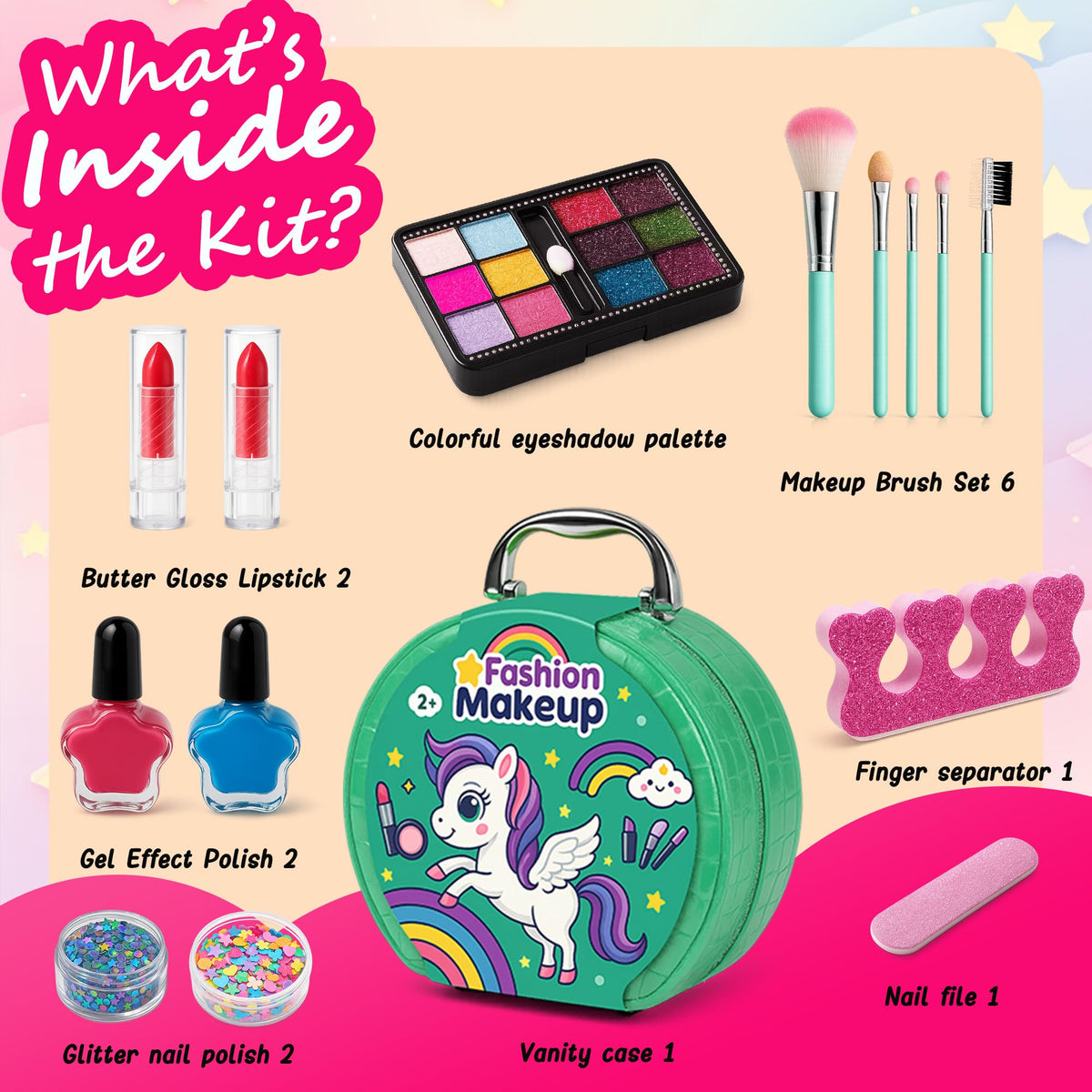 Kids Makeup Kit for Girls 15 PCS Real Washable Makeup Kit - ROHSCE Official Imagery - 7