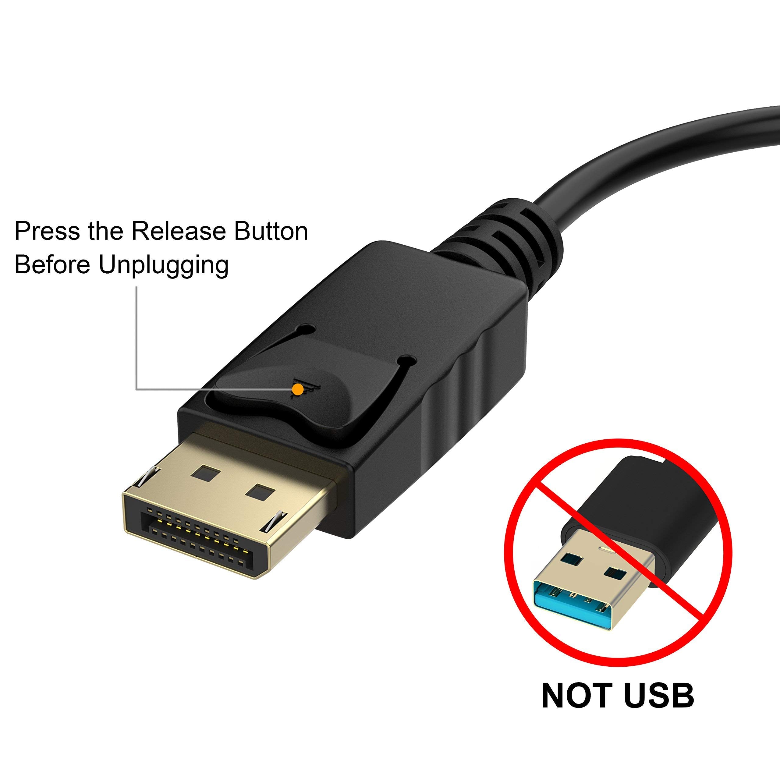 Moread 4K DisplayPort to HDMI adapter in black showing male DisplayPort end and female HDMI port for electronic connection.