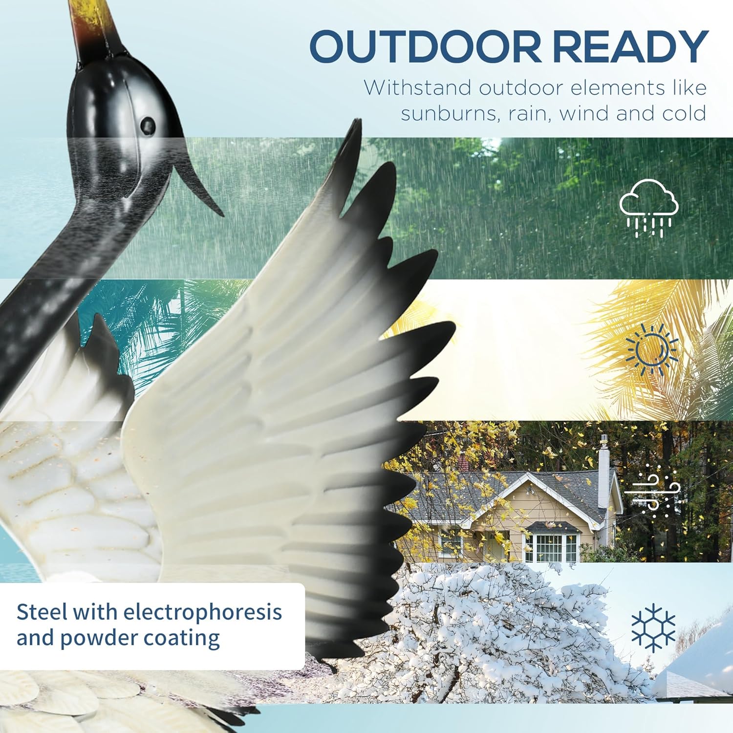 Outsunny heron garden statues, 35.5 and 40.5 inches tall, standing bird sculptures for outdoor garden decor.