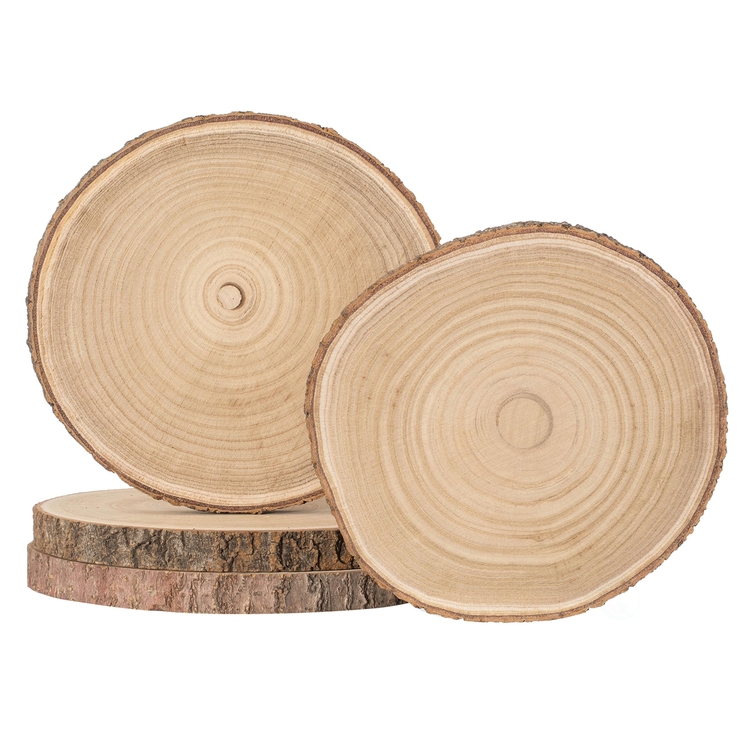 Vintiquewise Set of 4 Rustic Wood Slices Round Multi Purpose - Product Imagery