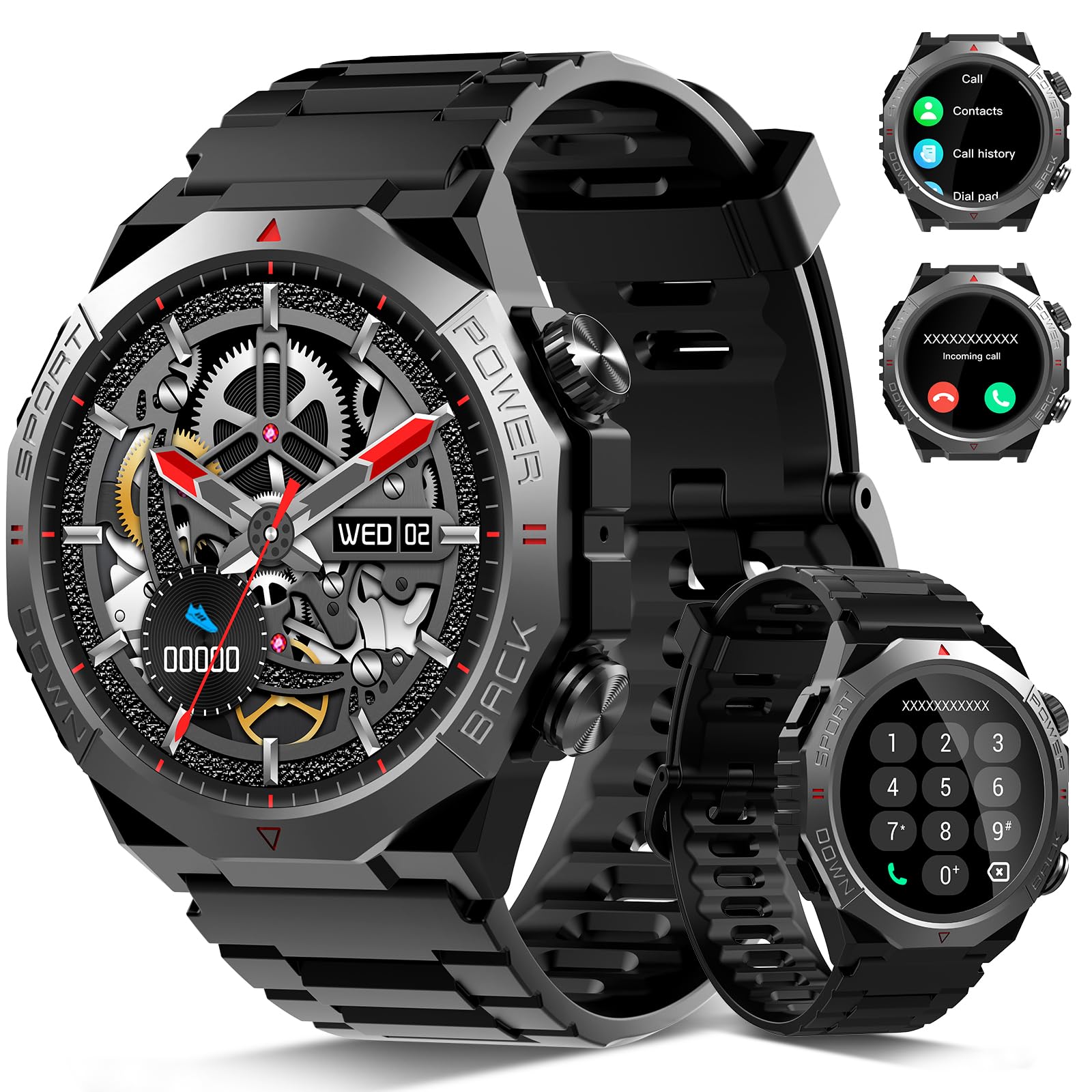 Qecnato Military Smart Watch for Men Answer Calls 1.39" HD Fitness 30D - View 1